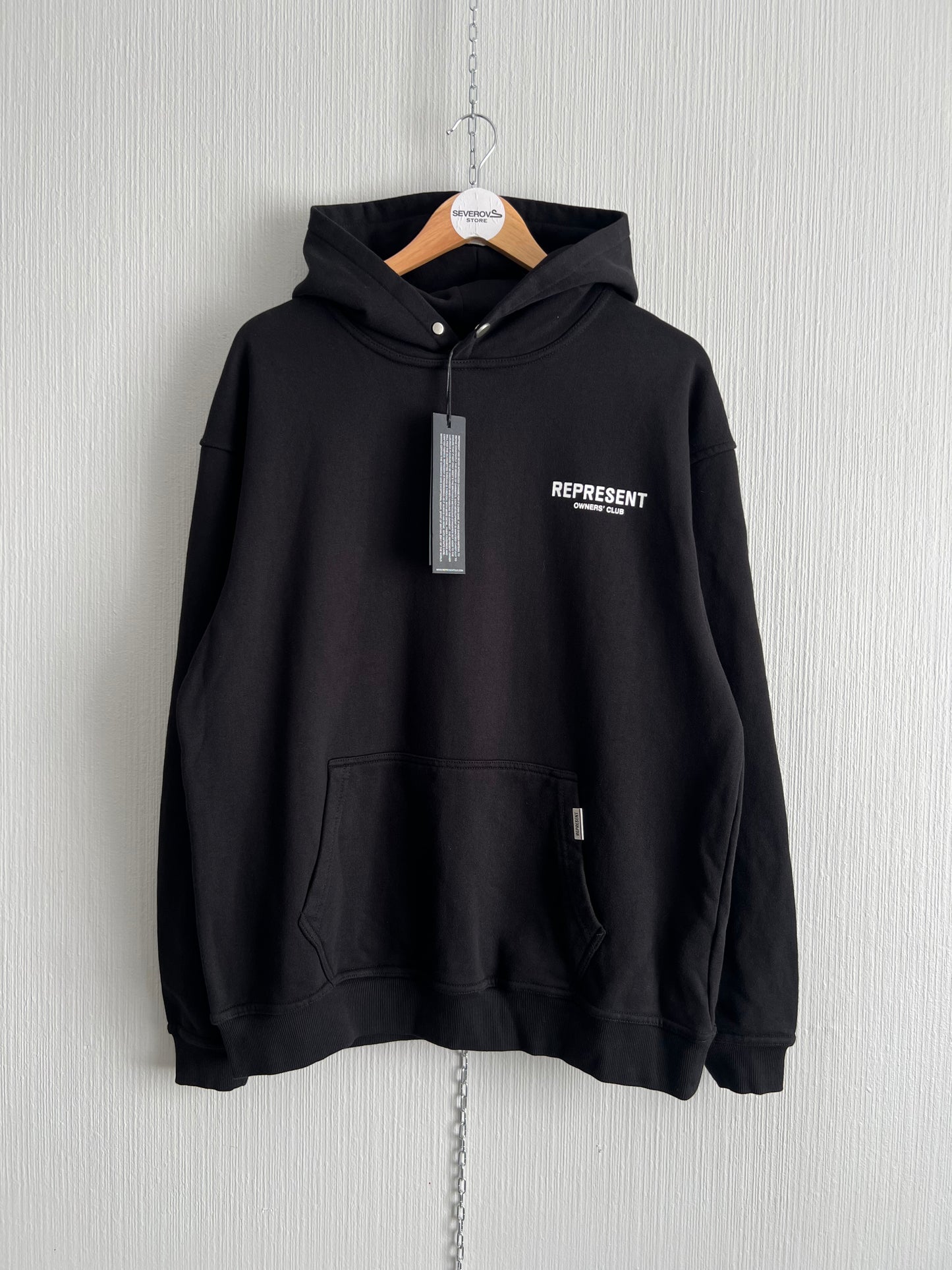 Represent Mens Black Cotton Hoodie