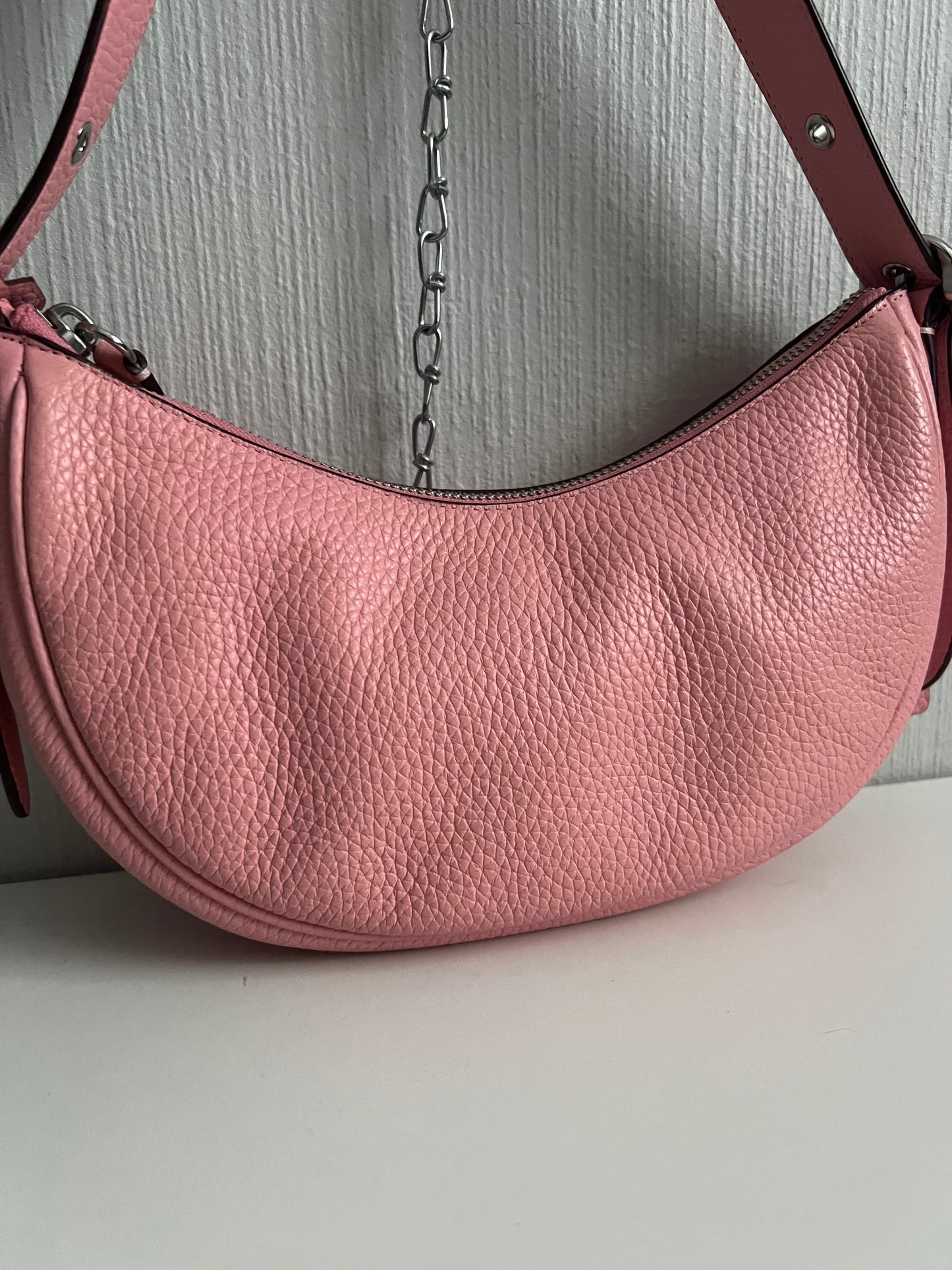 Coach Luna Pink Pebbled Leather Shoulder Bag