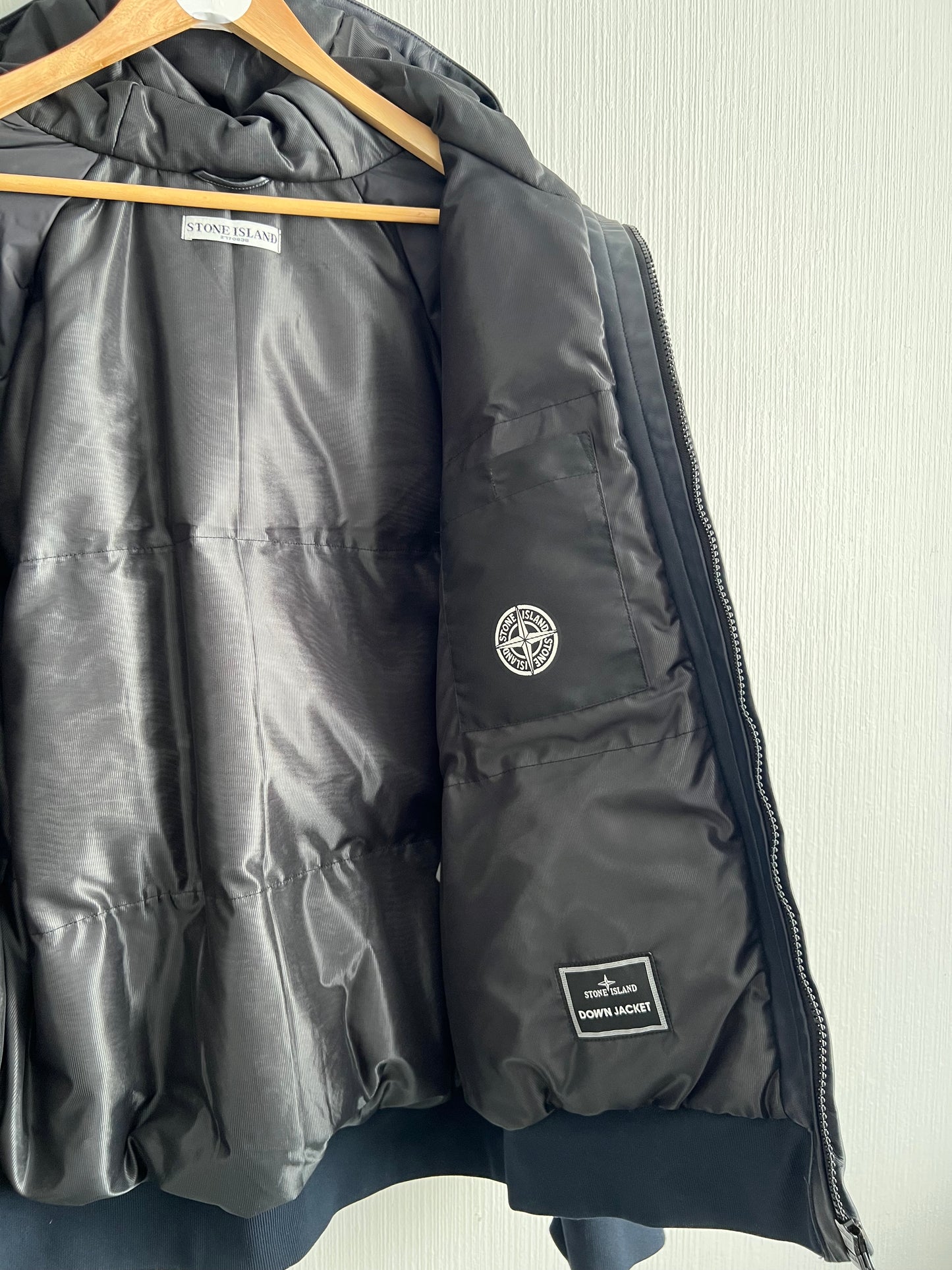Stone Island AW10 Midnight Blue Leather Bomber Down Jacket