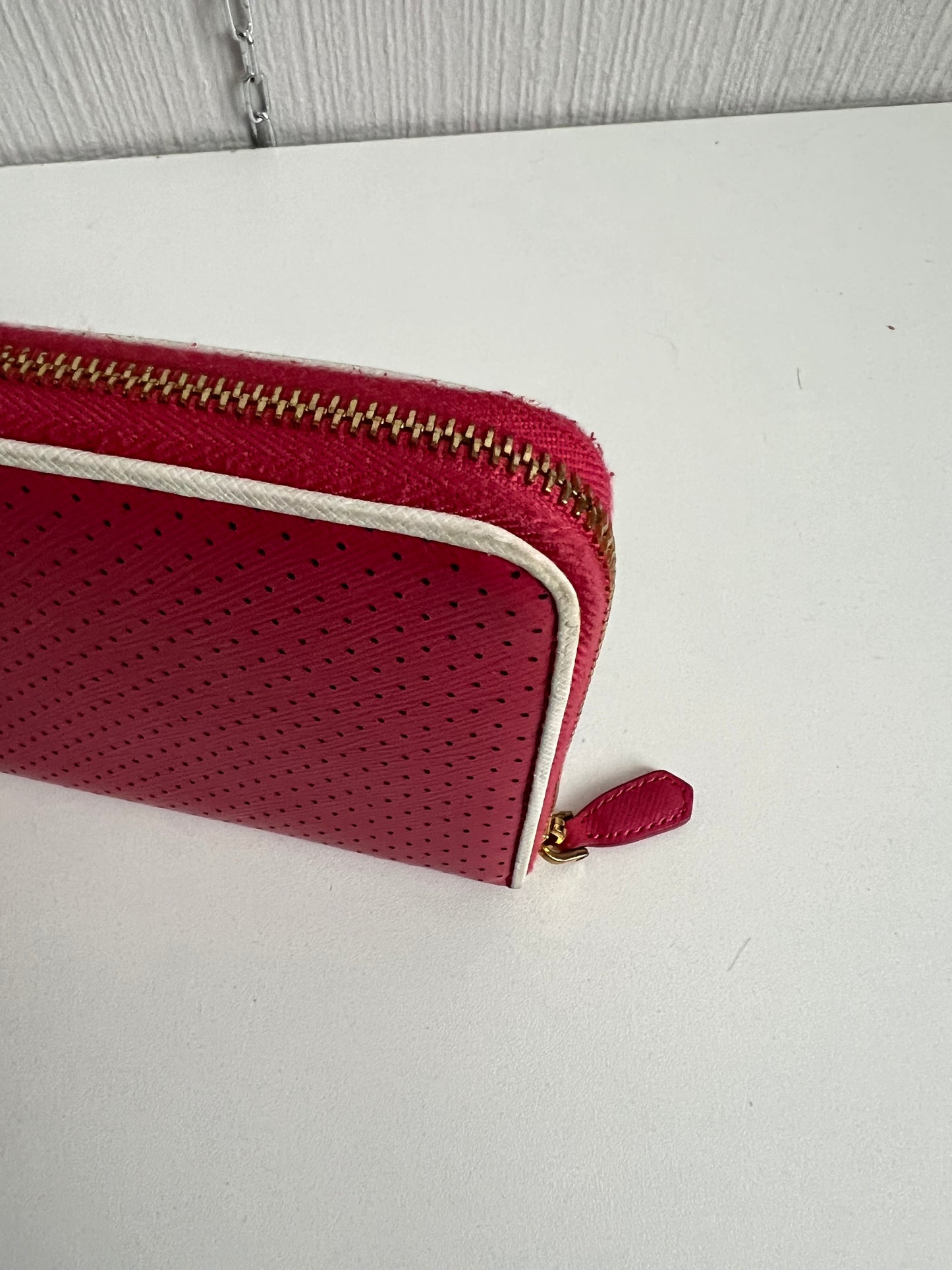 Prada Saffiano Leather Perforated Large Wallet