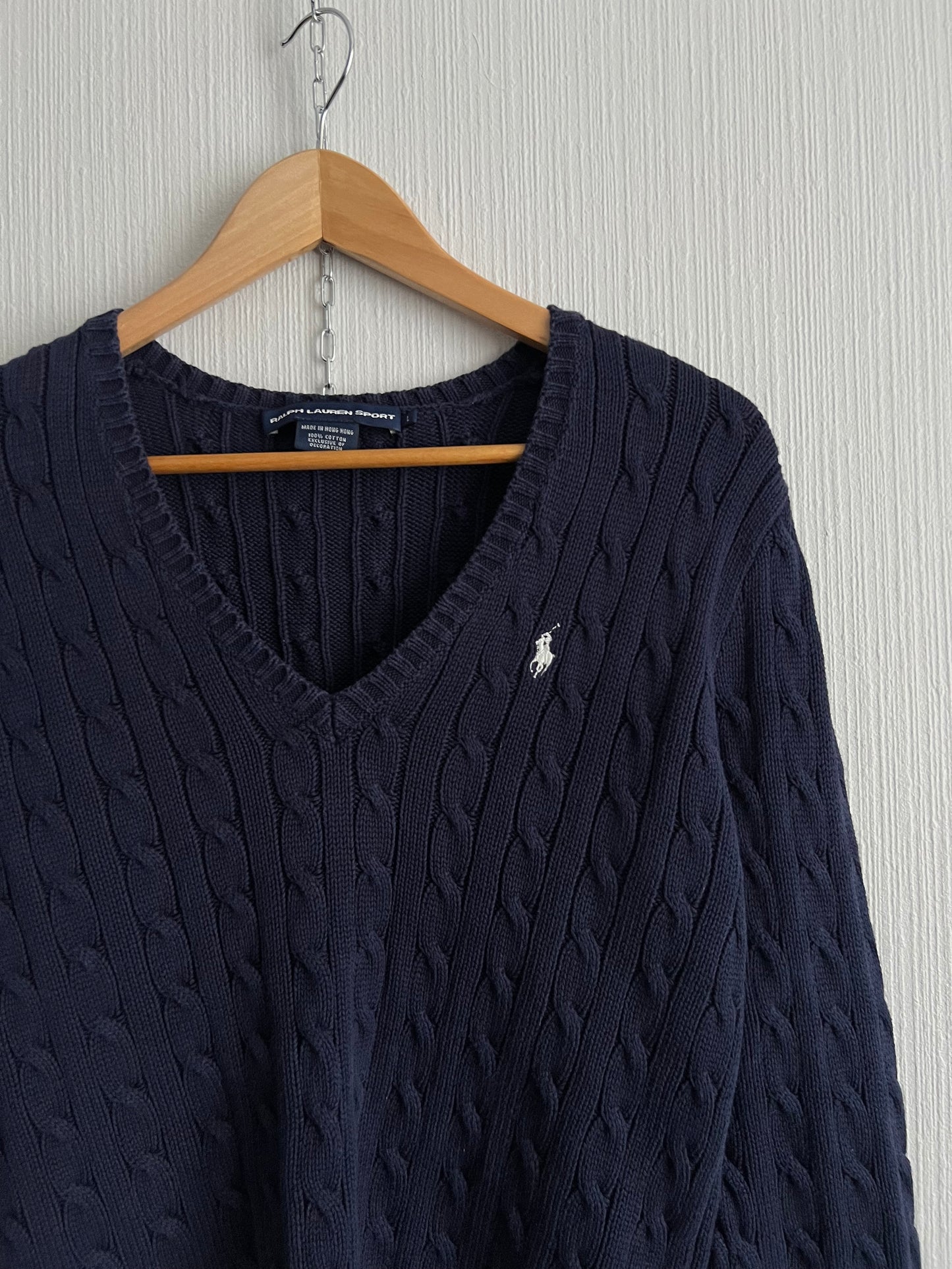 Ralph Lauren Sport Cable Knit Navy Cotton Sweater