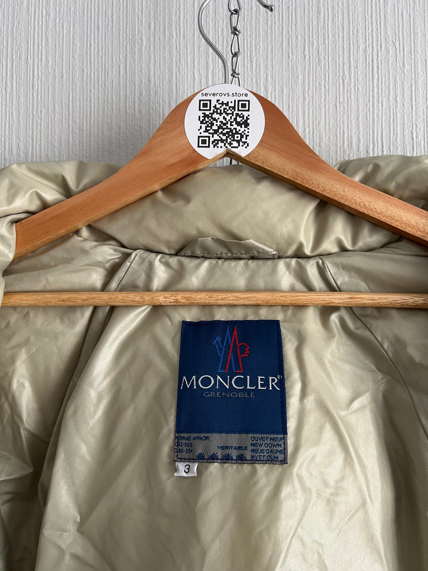 Vintage 90s Moncler Grenoble Beige Puffer Down Mens Jacket