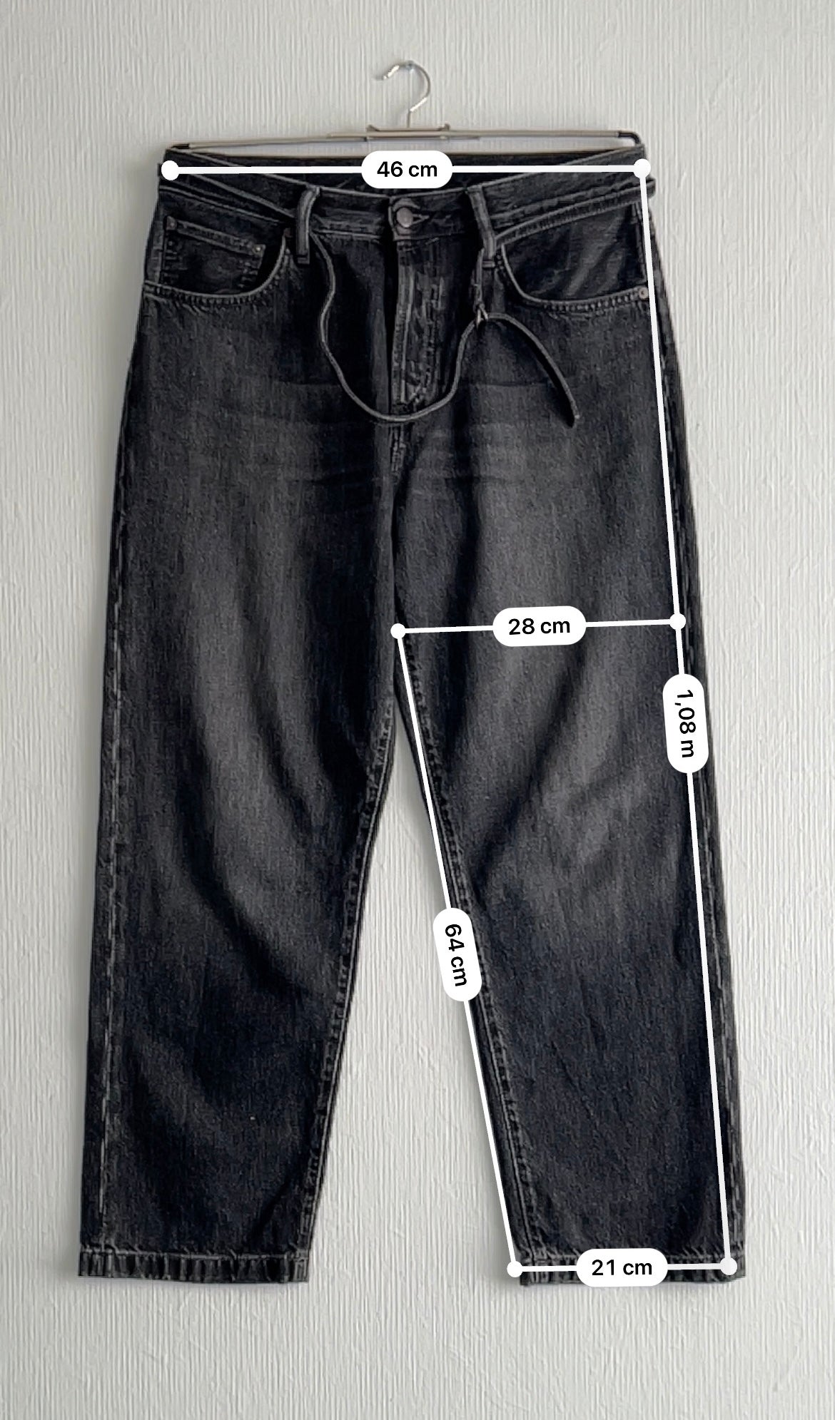 Acne Studios 1991 Toj Vintage Black Denim Pants Mens Baggy Jeans Made in Italy