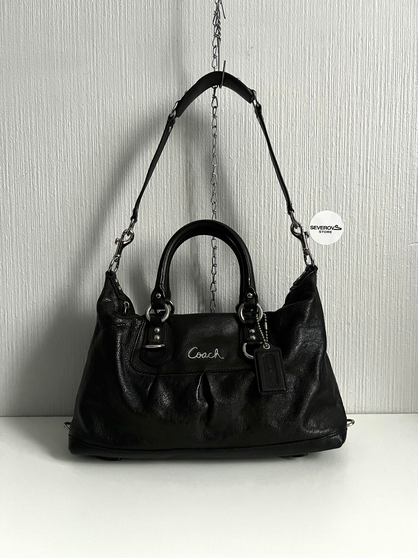 Coach Ashley Black Leather Shoulder Bag