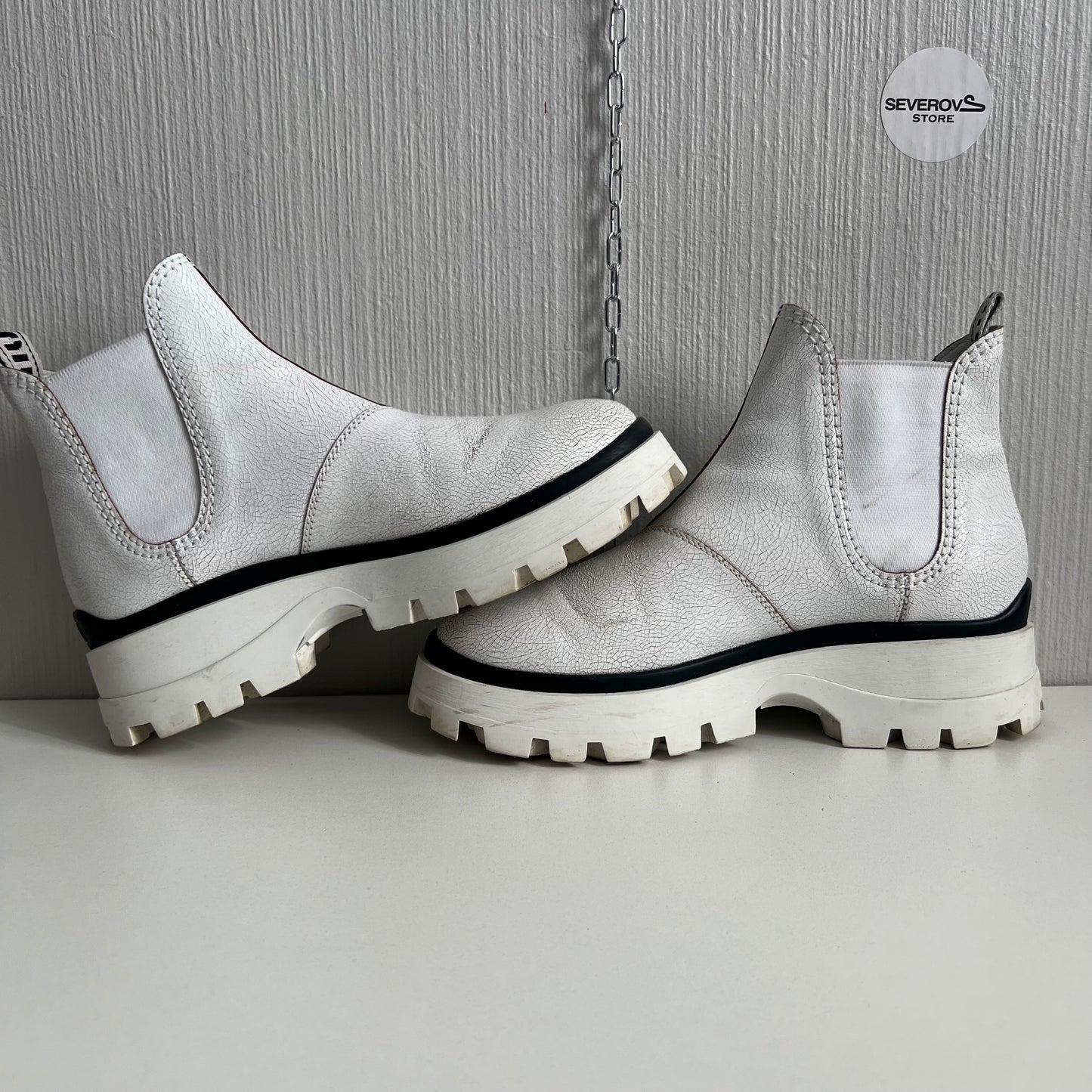 Miu Miu Crackle Leather White womens Boots