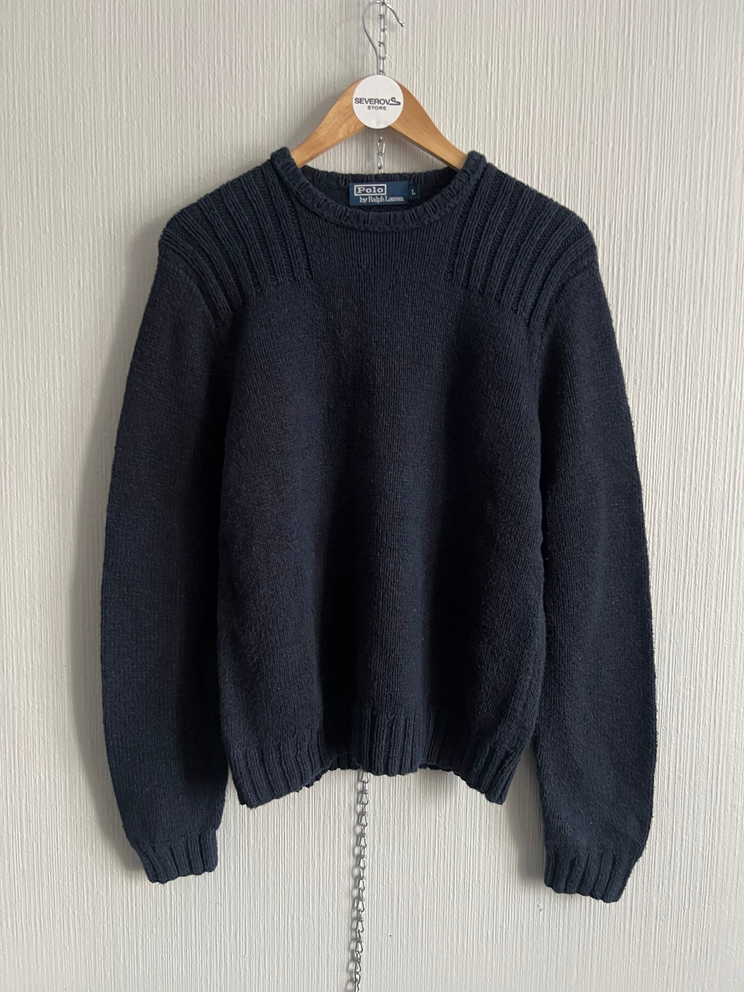 Polo Ralph Lauren Vintage Hand Knit Heavy Cotton Navy Sweater