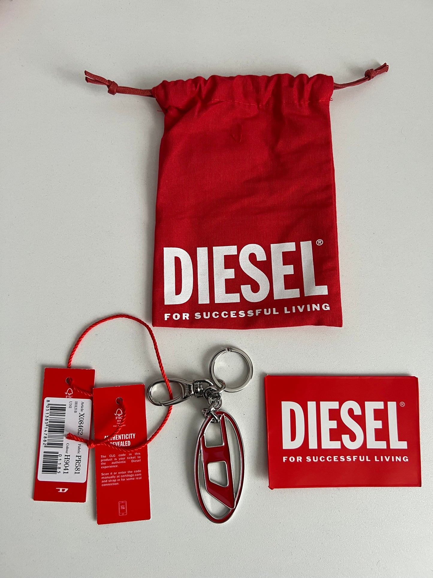 Diesel Logo Keychain Metal Bag Charm