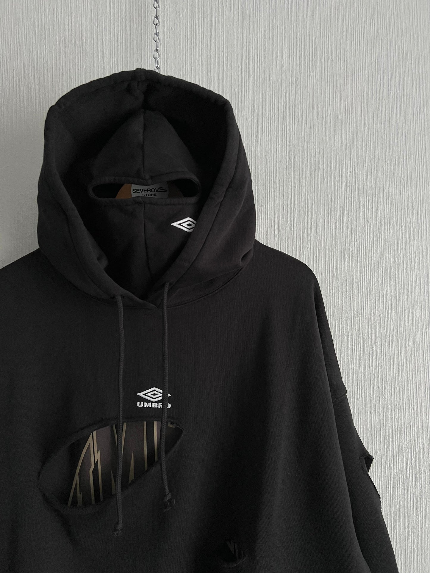 Umbro Slam Jam Destroyed Hoodie Black Mens Hoodie