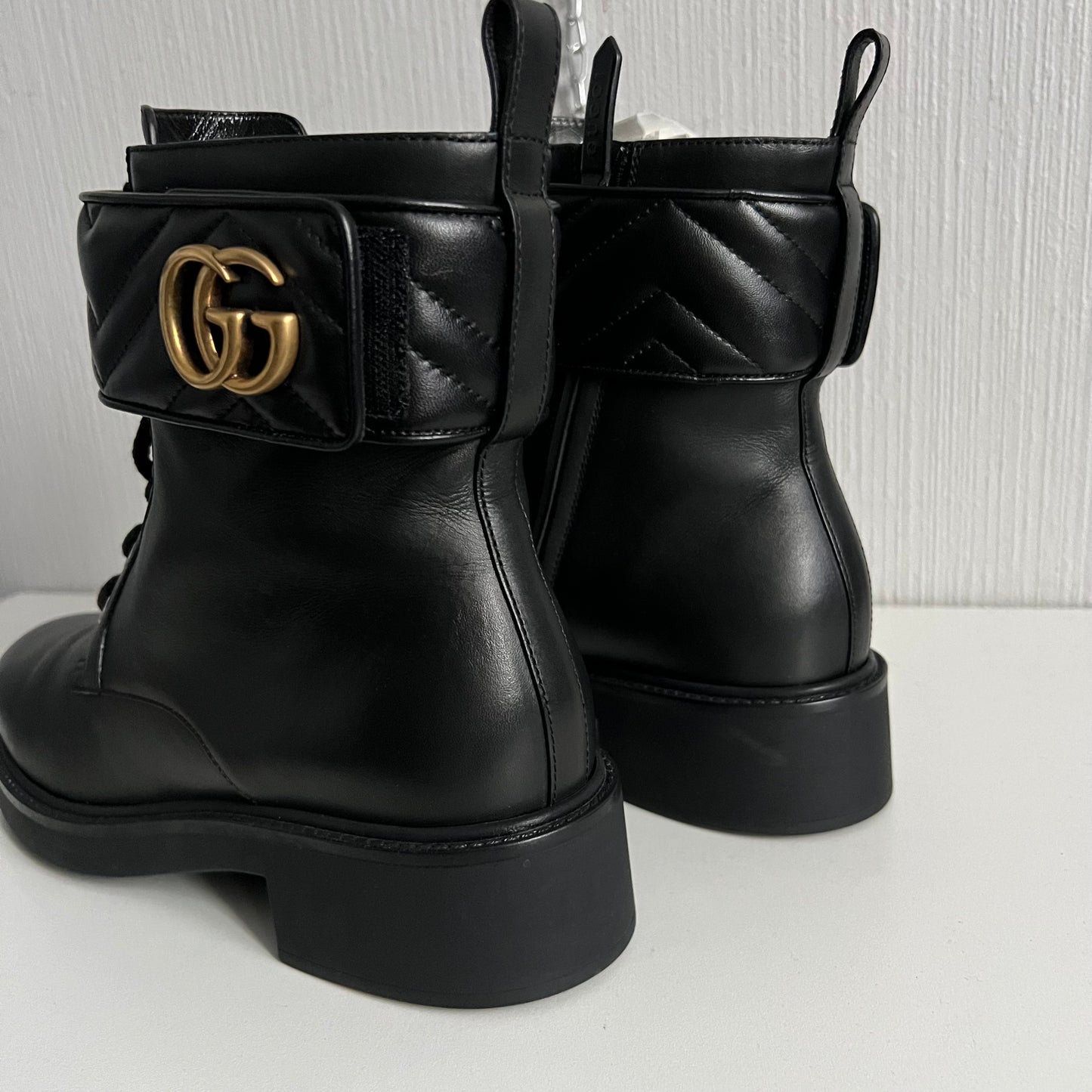 Gucci Marmont Double G Black Womens Ankle Boots