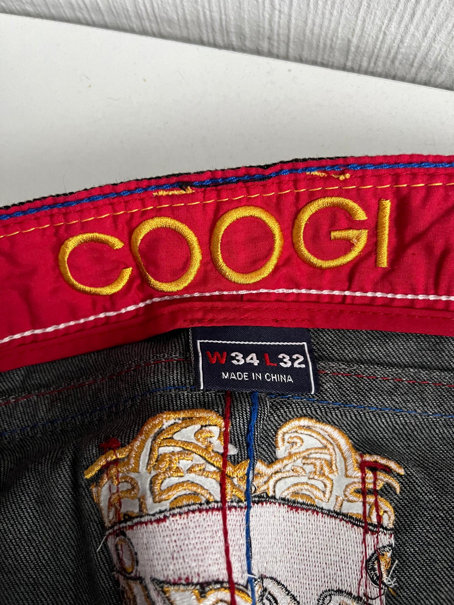 Coogi Mens Embroidered Baggy Fit Denim Jeans