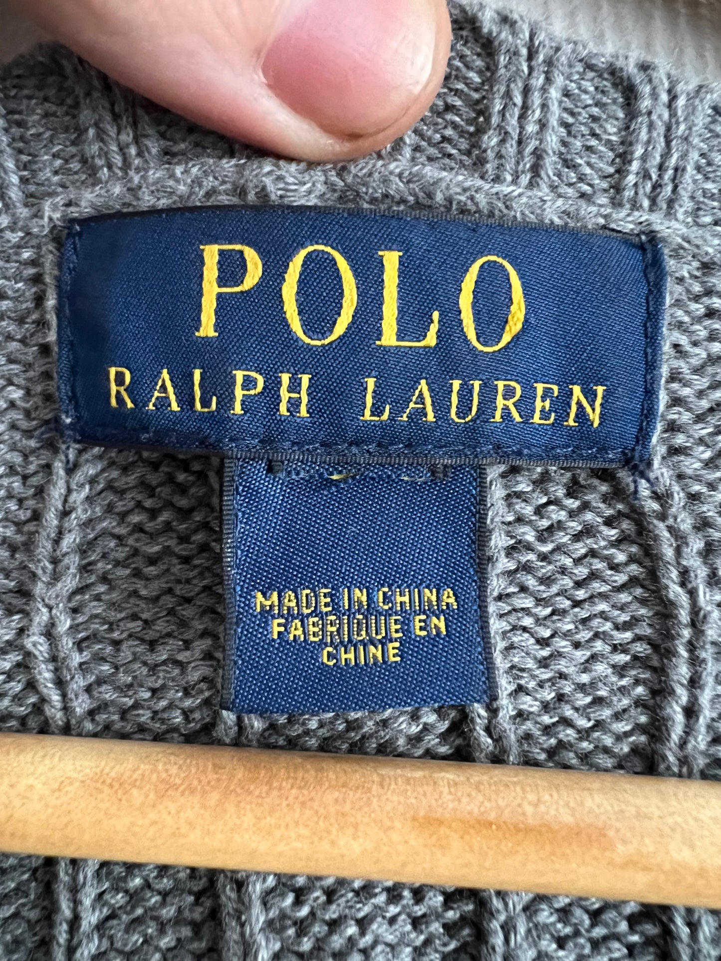 Polo Ralph Lauren Grey Cotton Cable Knit Sweater