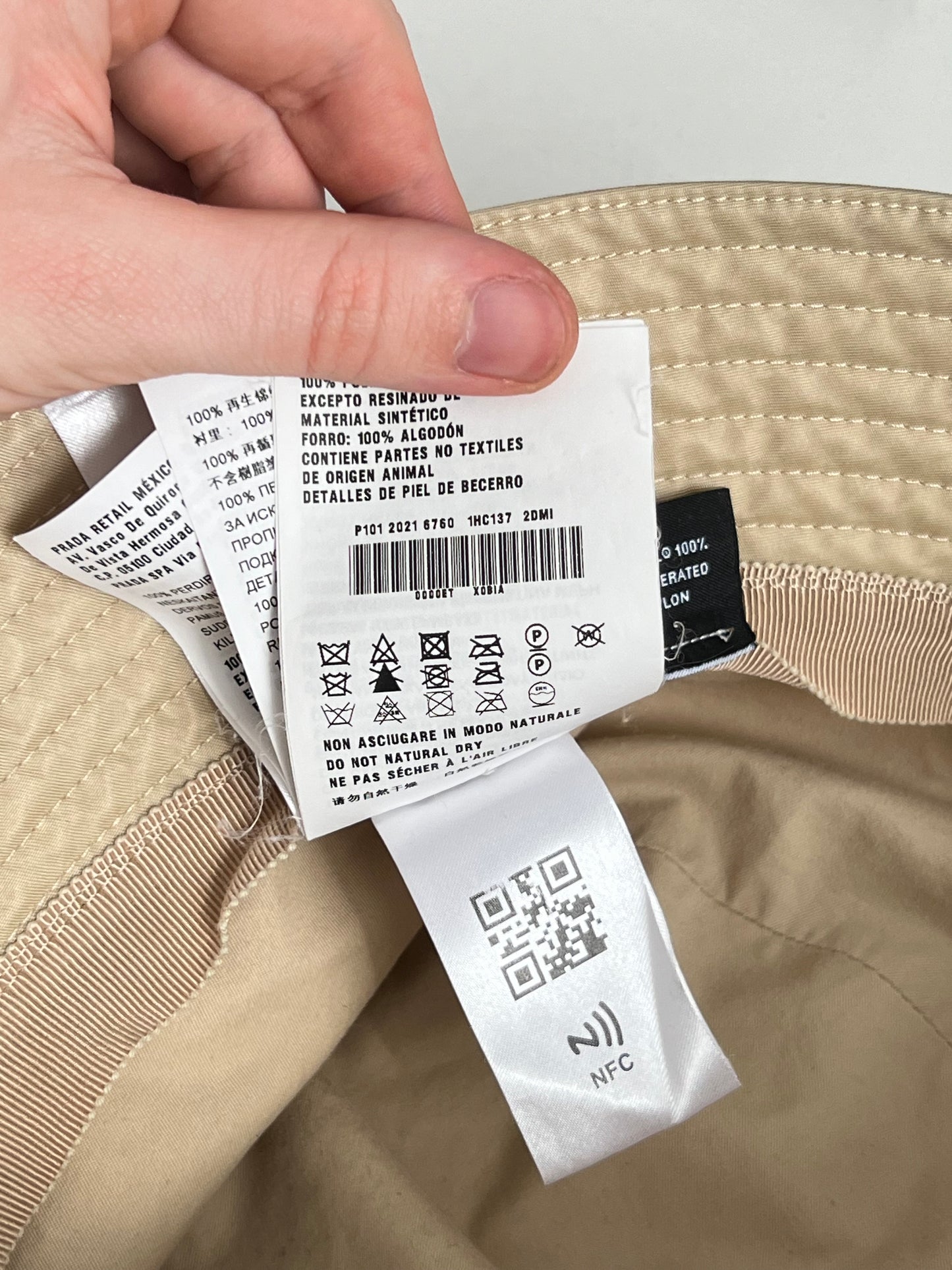 Prada Beige Nylon Bucket Hat