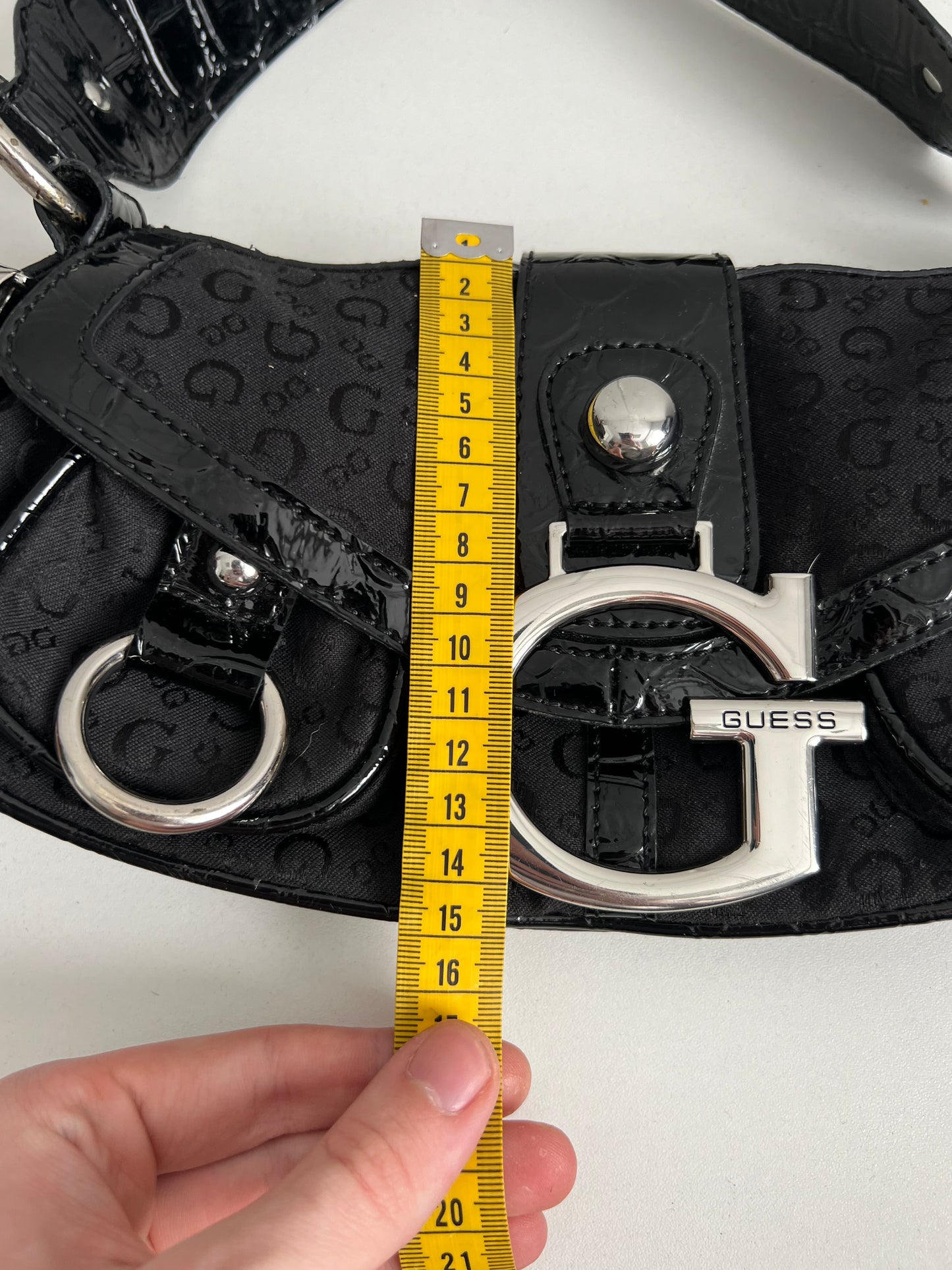 Guess Black Monogram Buckle Shoulder Bag
