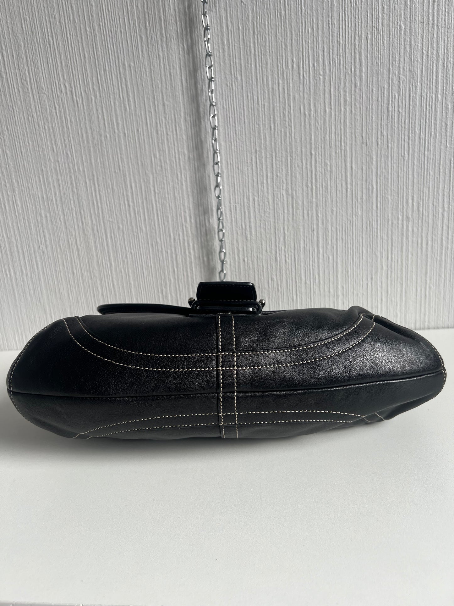 Coach Black Leather Buckle Shoulder Bag