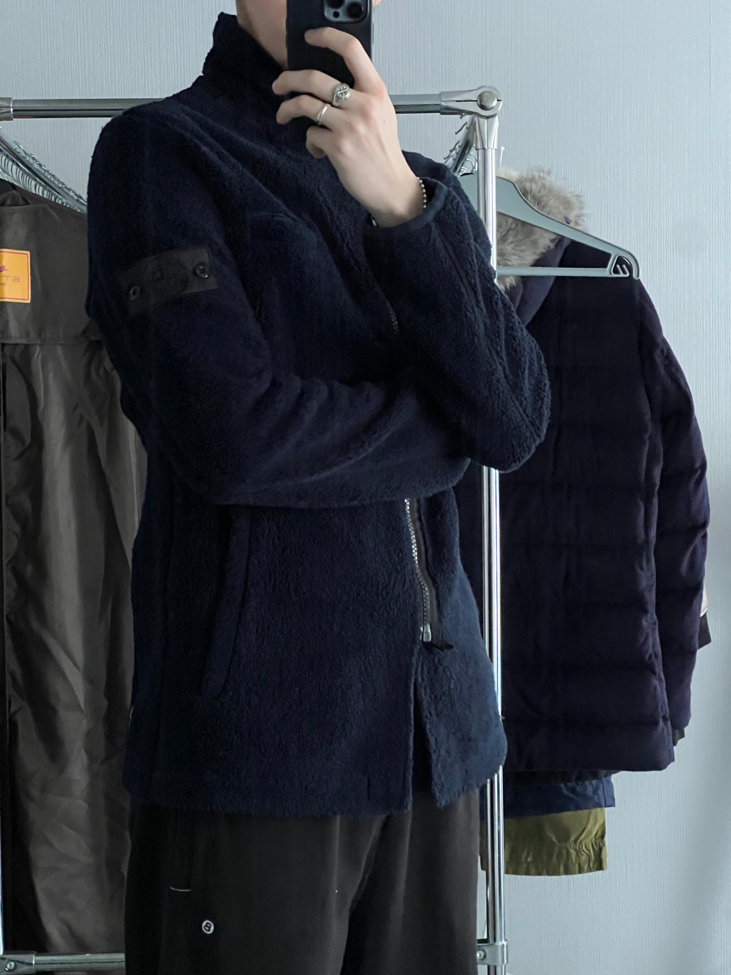 Stone Island Shadow Project AW17 Navy Teddy Fleece Zipped Blazer