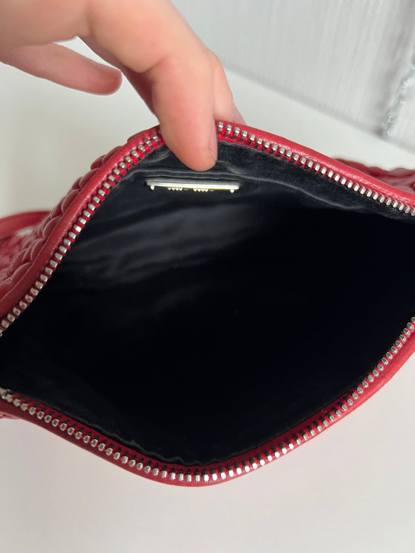 Miu Miu Matelasse Red Leather Shoulder Bag