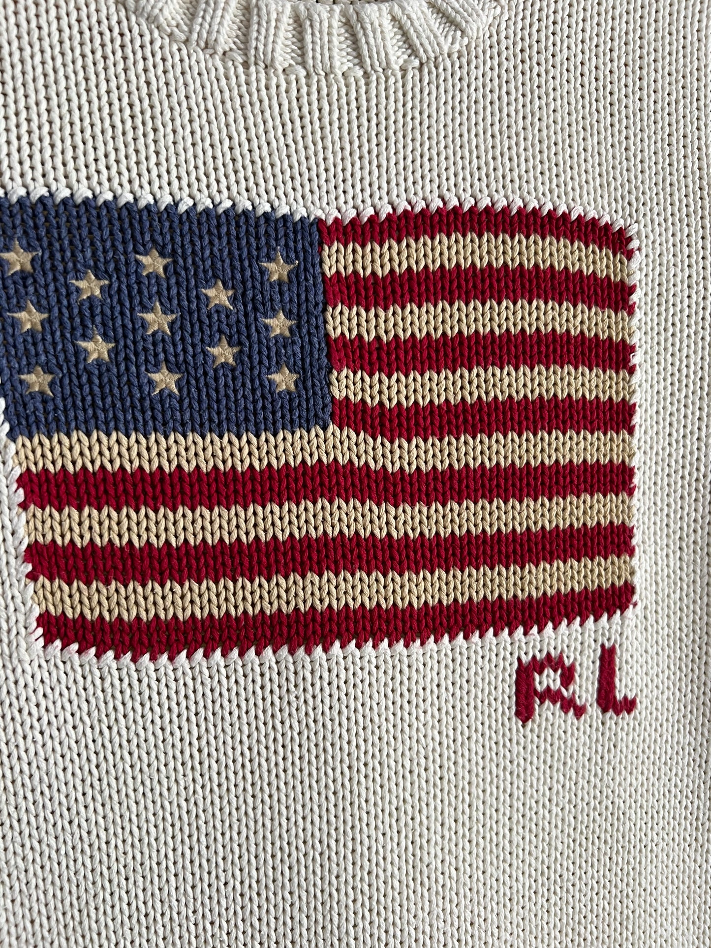 Polo Ralph Lauren American Flag Women’s Knit Sweater in Cream