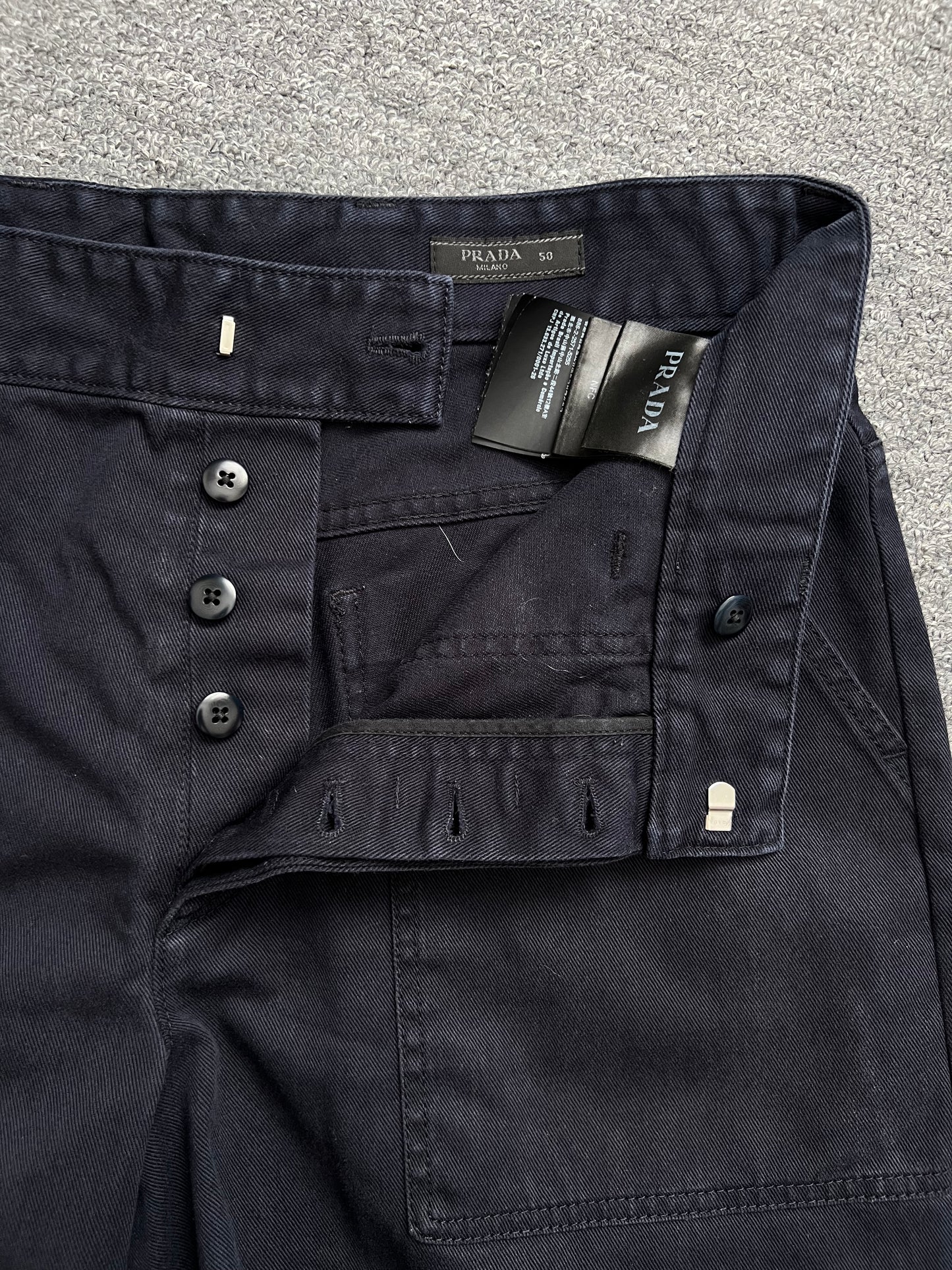 Prada Milano Blue Denim Carpenter Baggy Shorts