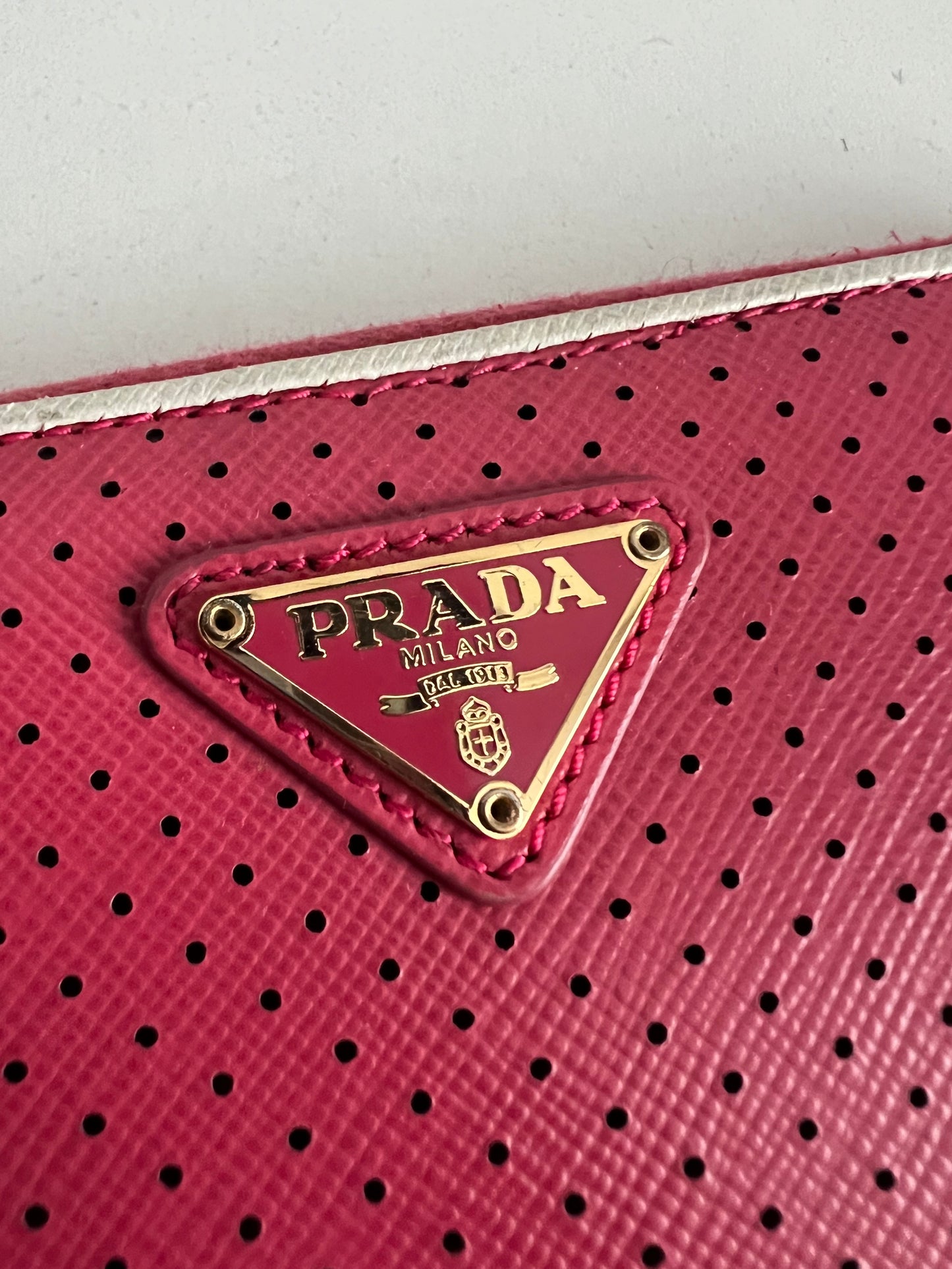Prada Saffiano Leather Perforated Large Wallet