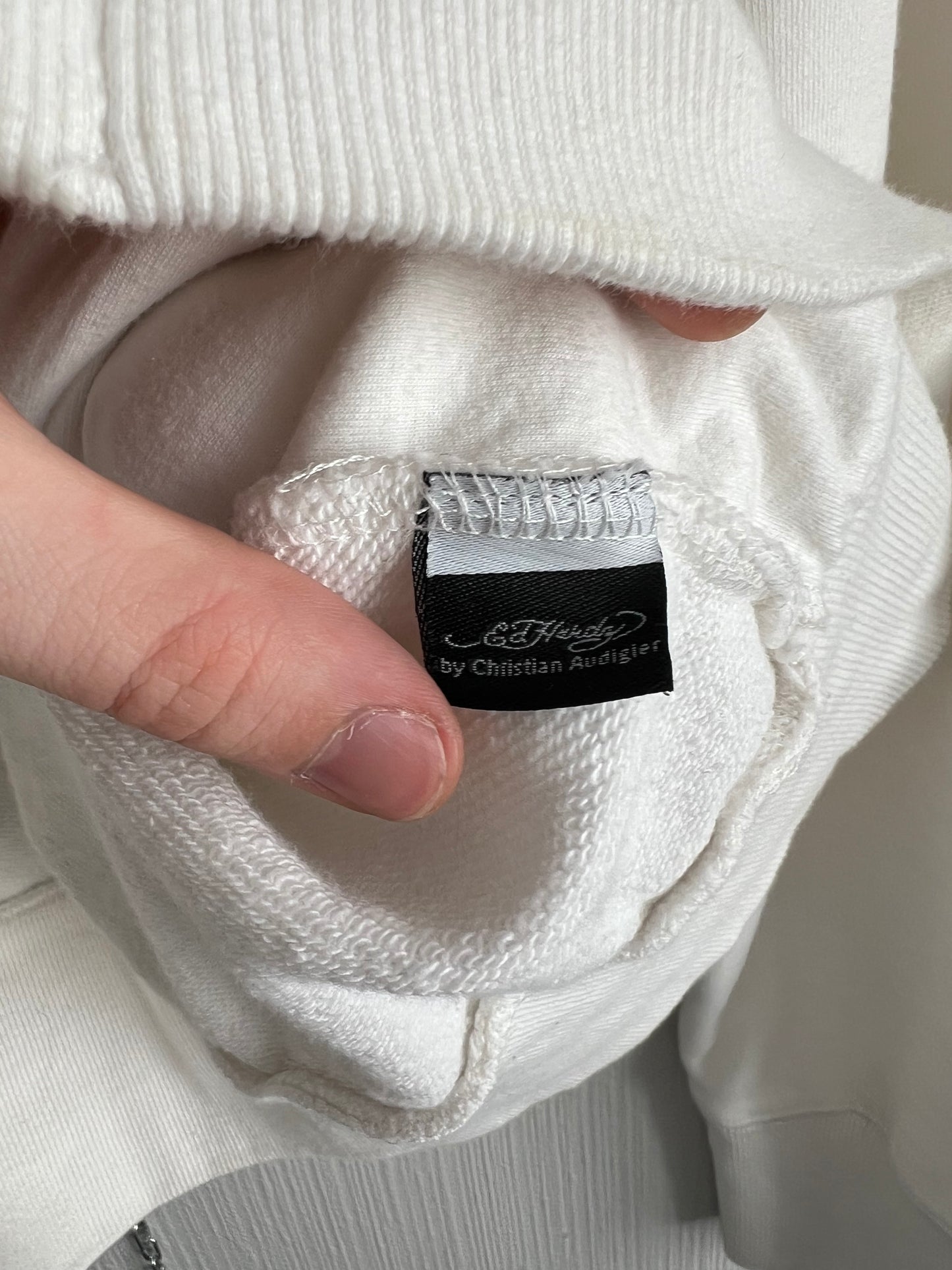 Ed Hardy White Cotton Zip Hoodie