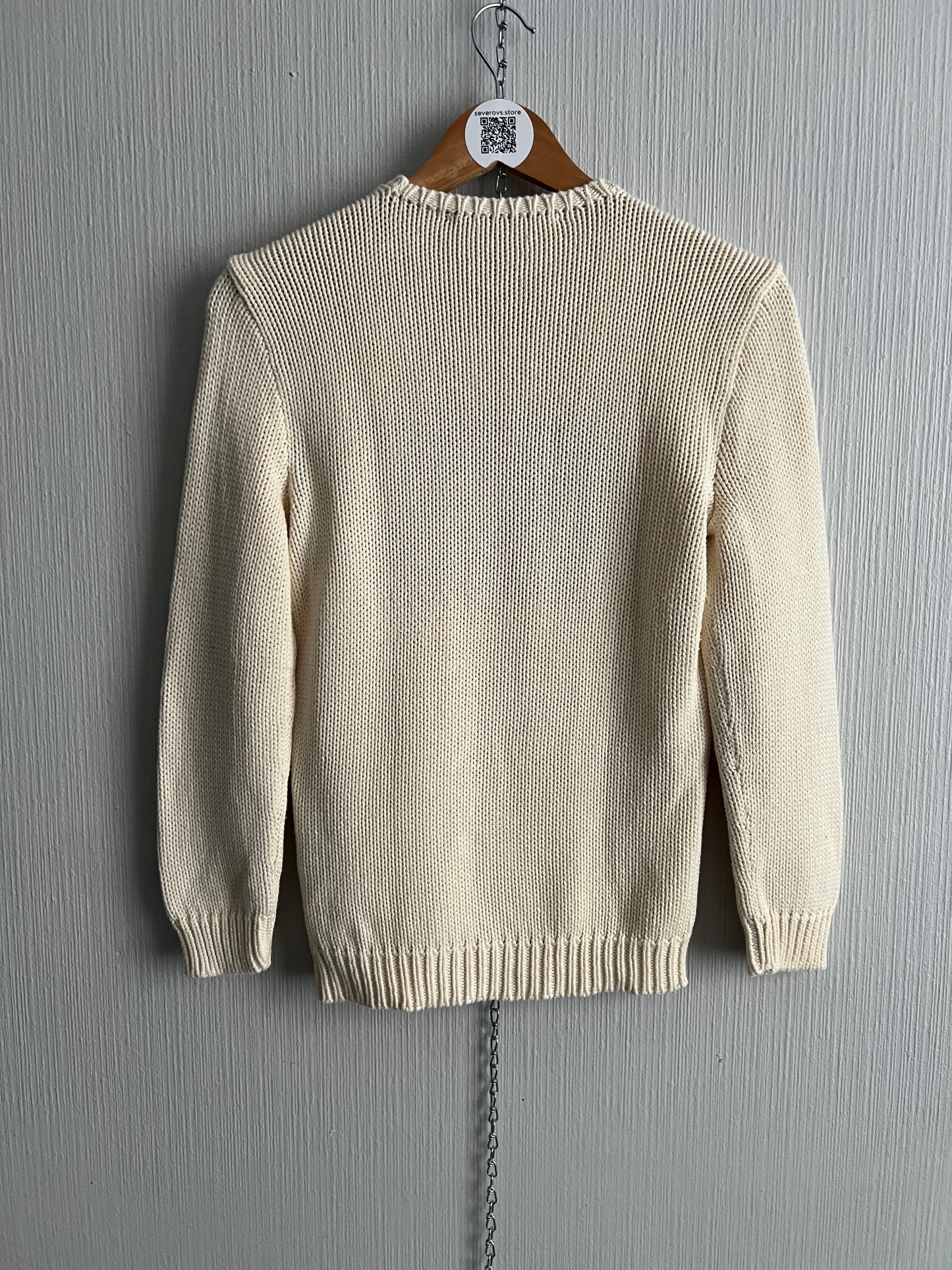Polo Ralph Lauren American Flag Heavy Knit Cream Cotton Sweater