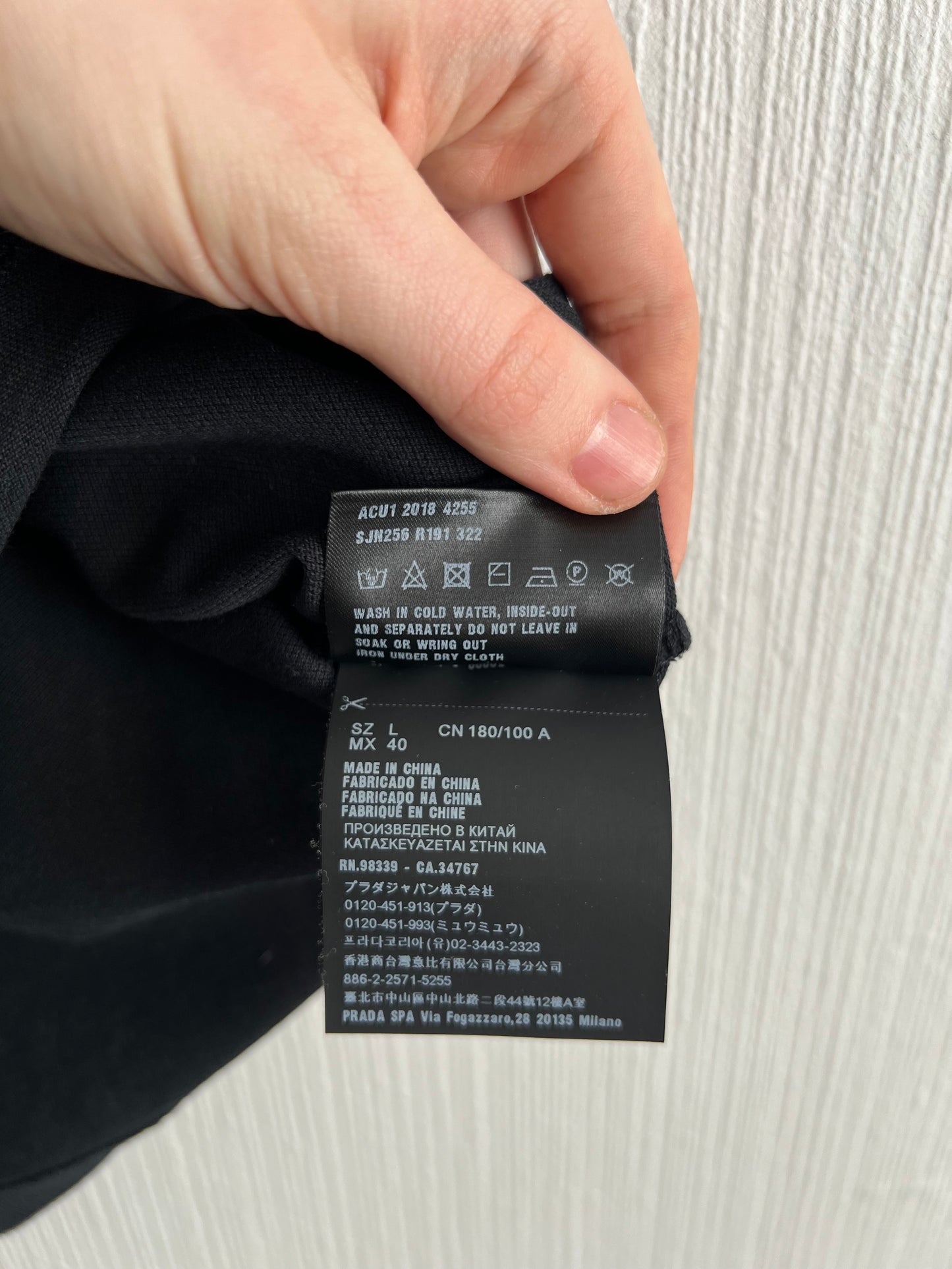 Prada Black Tab Mens Cotton Polo T-shirt