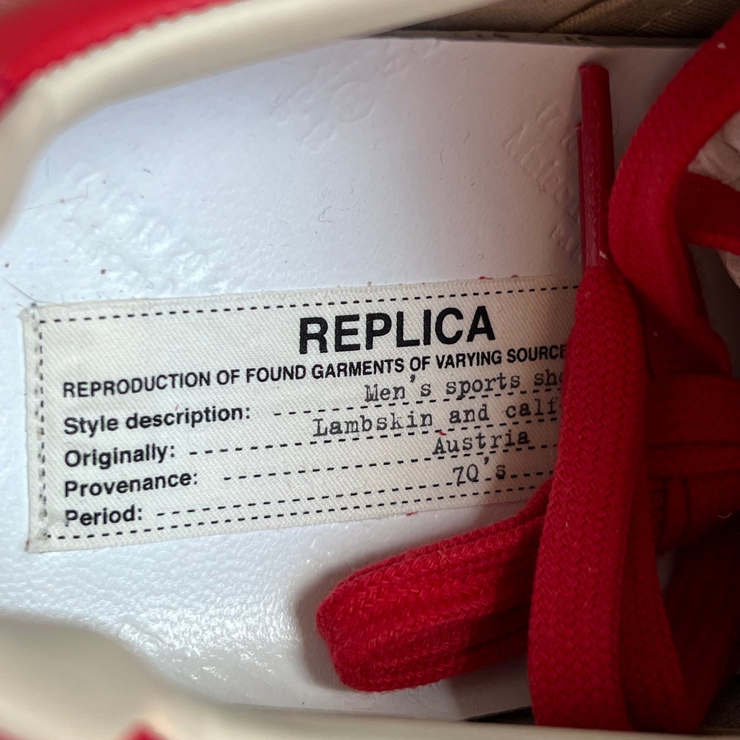 Maison Martin Margiela Replica Gats Mens Red Trainers Shoes