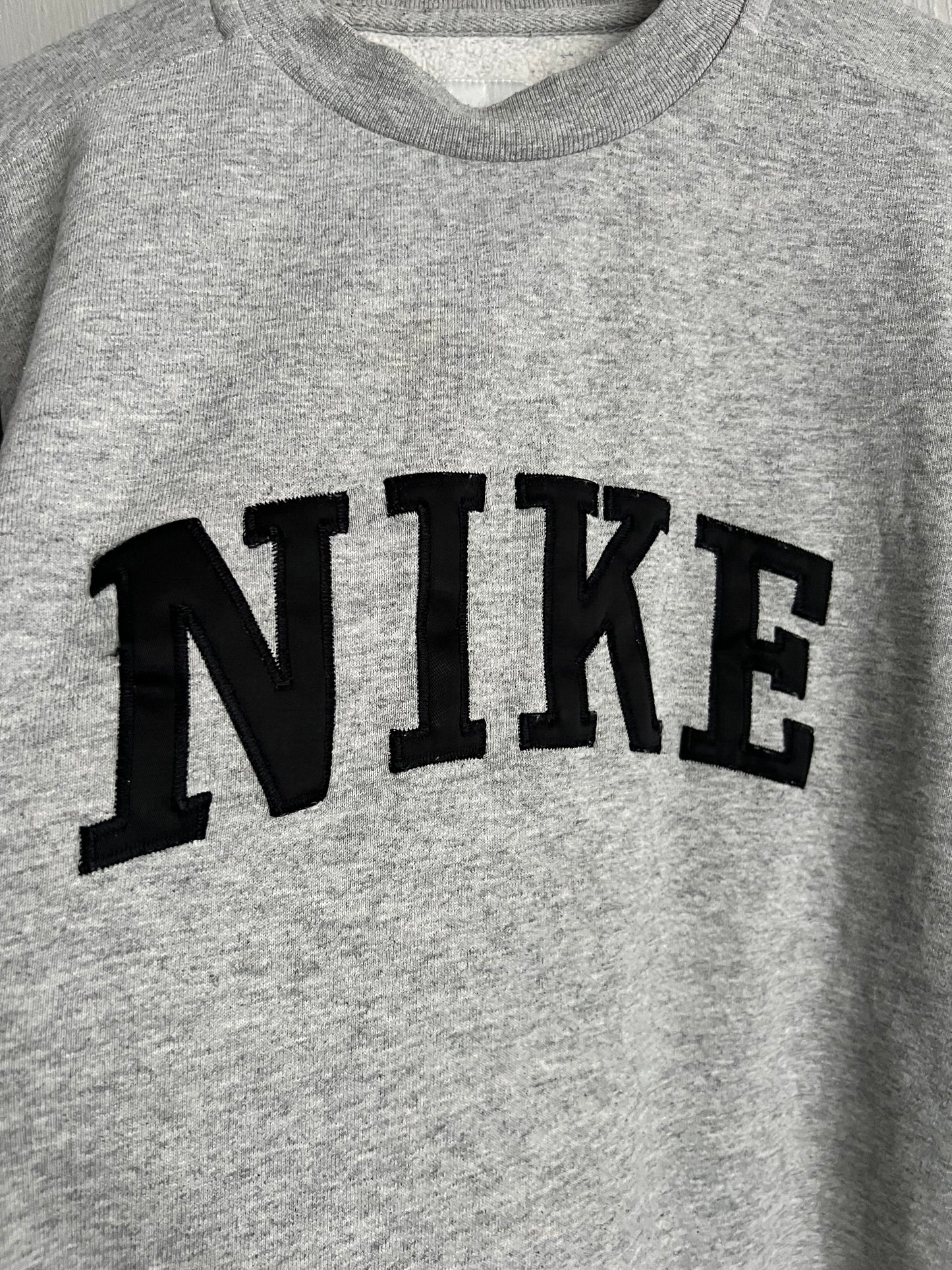 Vintage 90s Nike Big Logo Grey Cotton Jumper