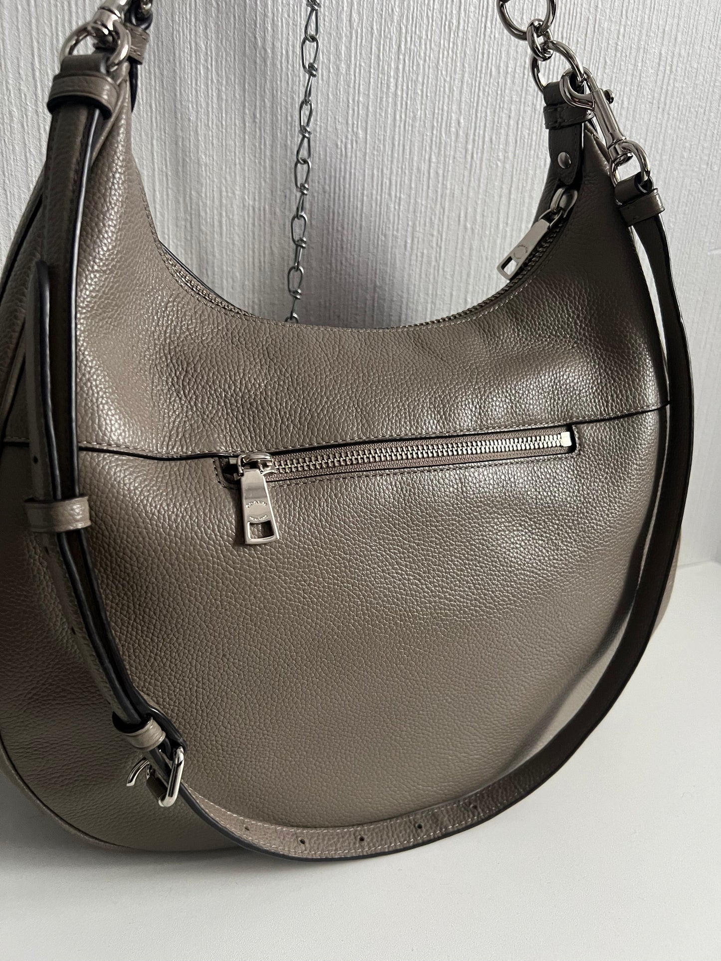 Coach Pebbled Leather Gray Large Handbag Hobo Purse