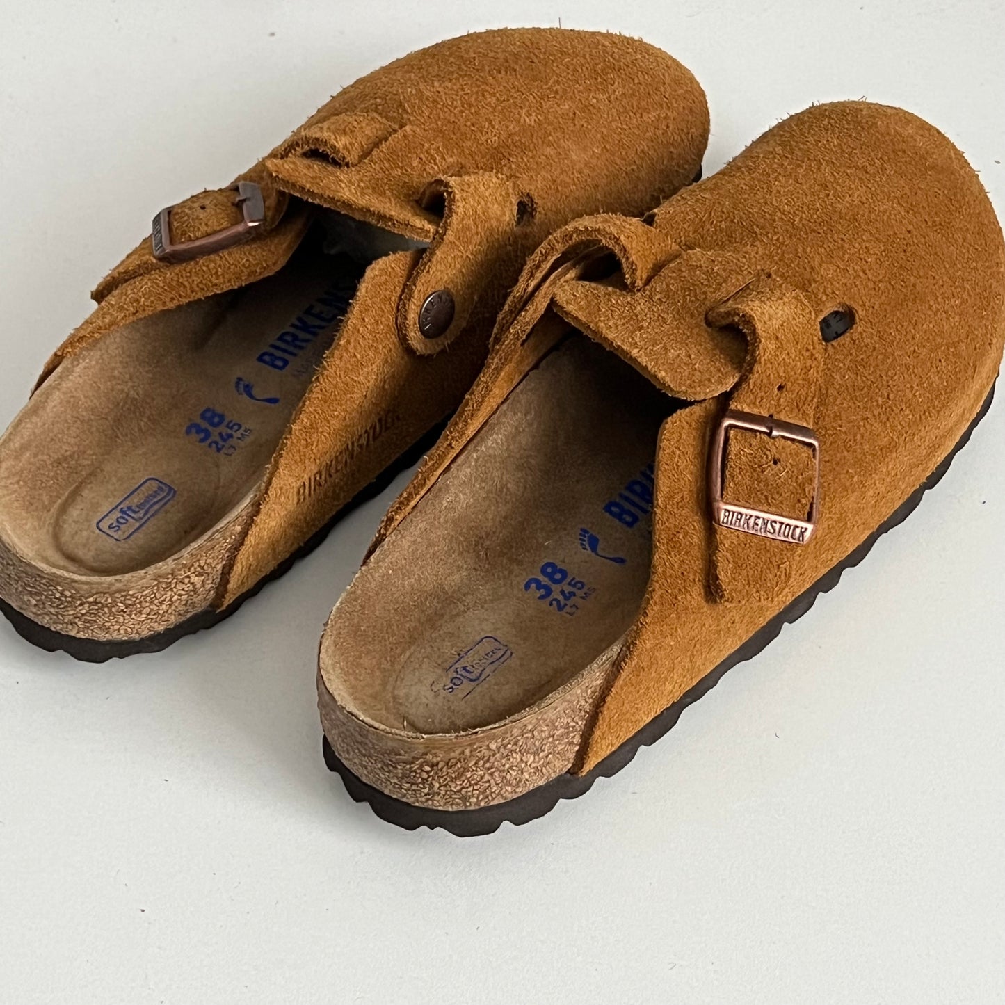 Birkenstock Boston Clogs in Mink Suede Mules