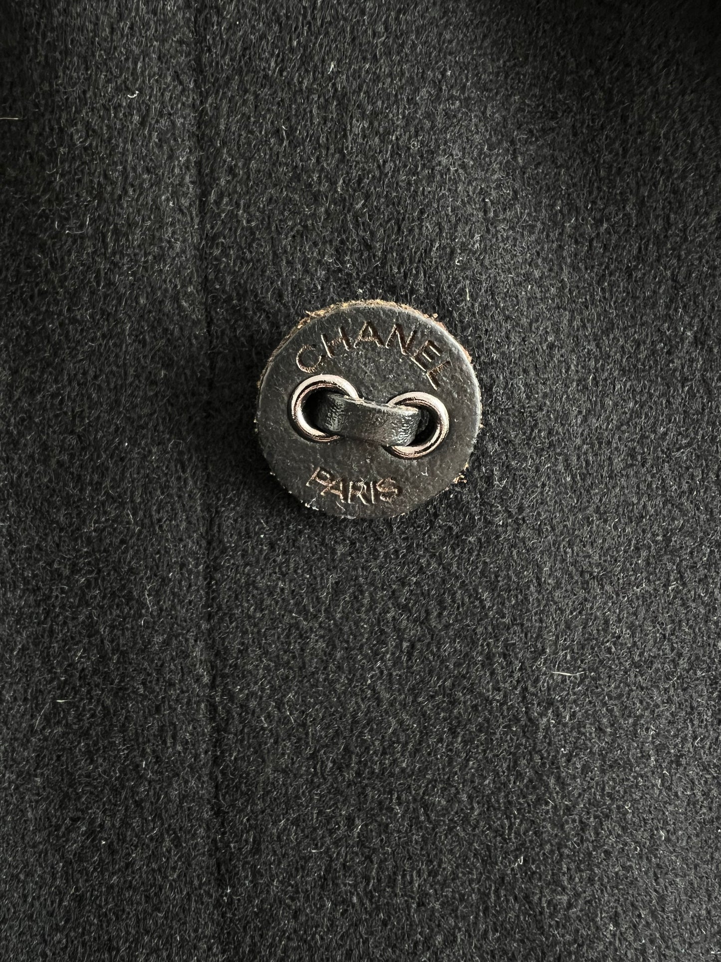 Vintage 2001 Chanel Double Breasted Black Cashmere Silk Lined Coat