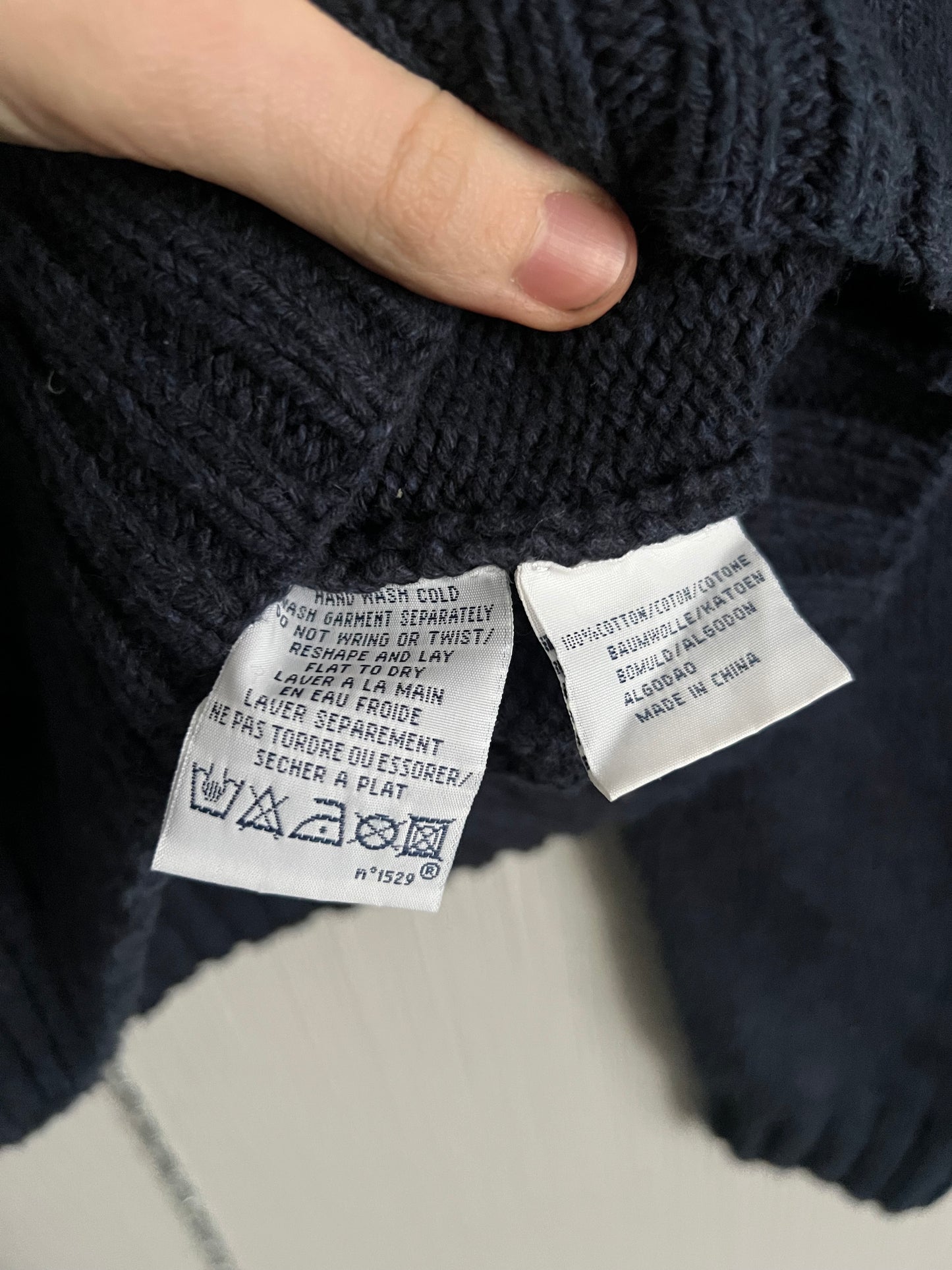 Polo Ralph Lauren Vintage Hand Knit Heavy Cotton Navy Sweater