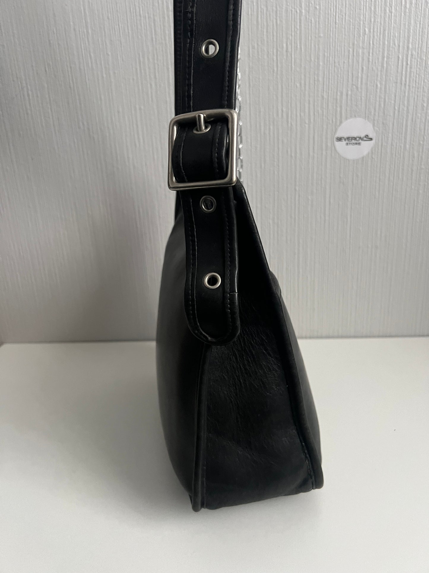 Vintage Coach Legacy Zip 9966 Made in USA Black Leather Crossbody Shoulder Bag