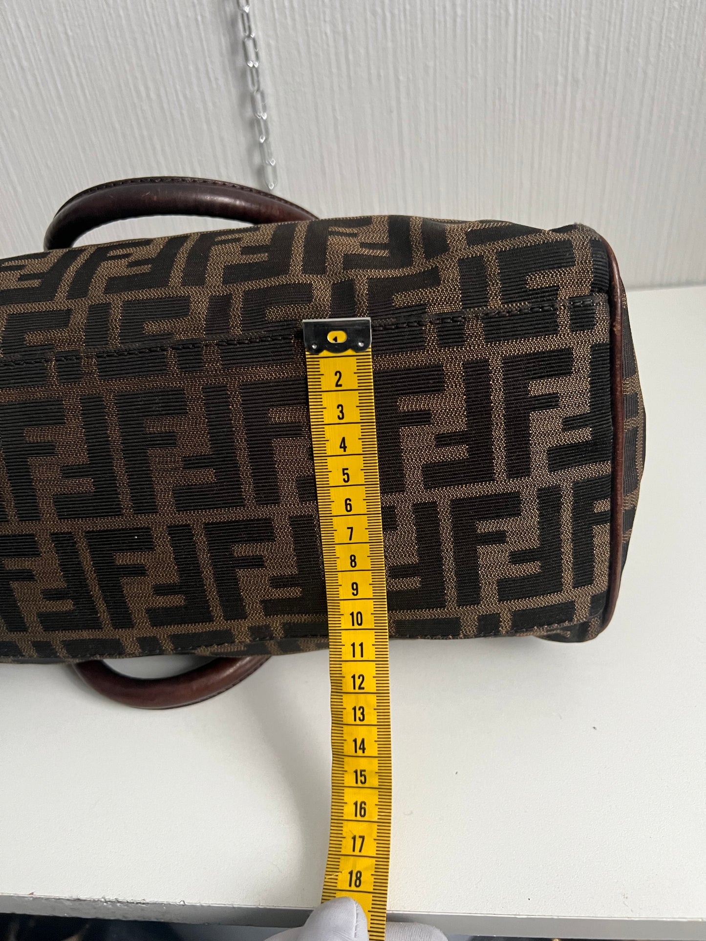 Vintage Fendi Etnico Zucca Canvas Leather Handbag