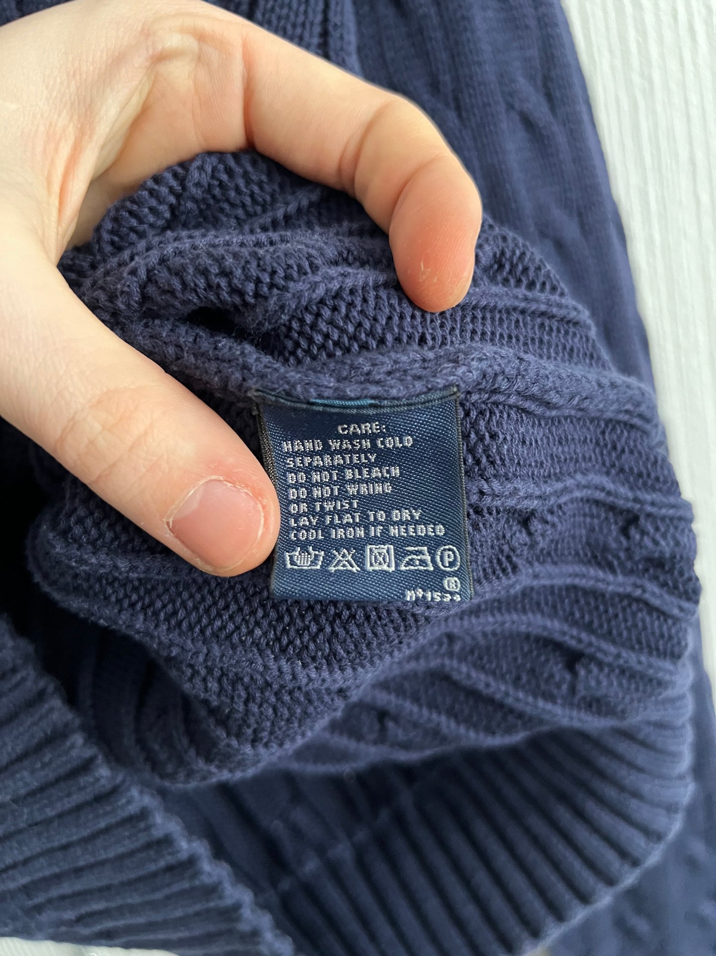 Ralph Lauren Sport Cable Knit Navy Cotton Sweater