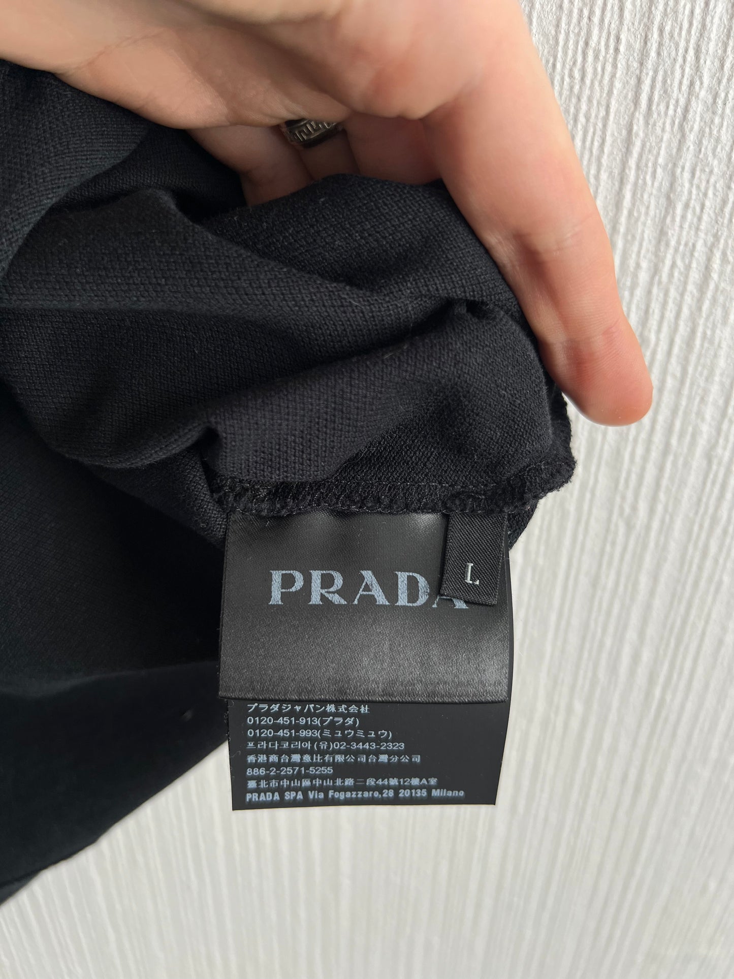 Prada Black Tab Mens Cotton Polo T-shirt