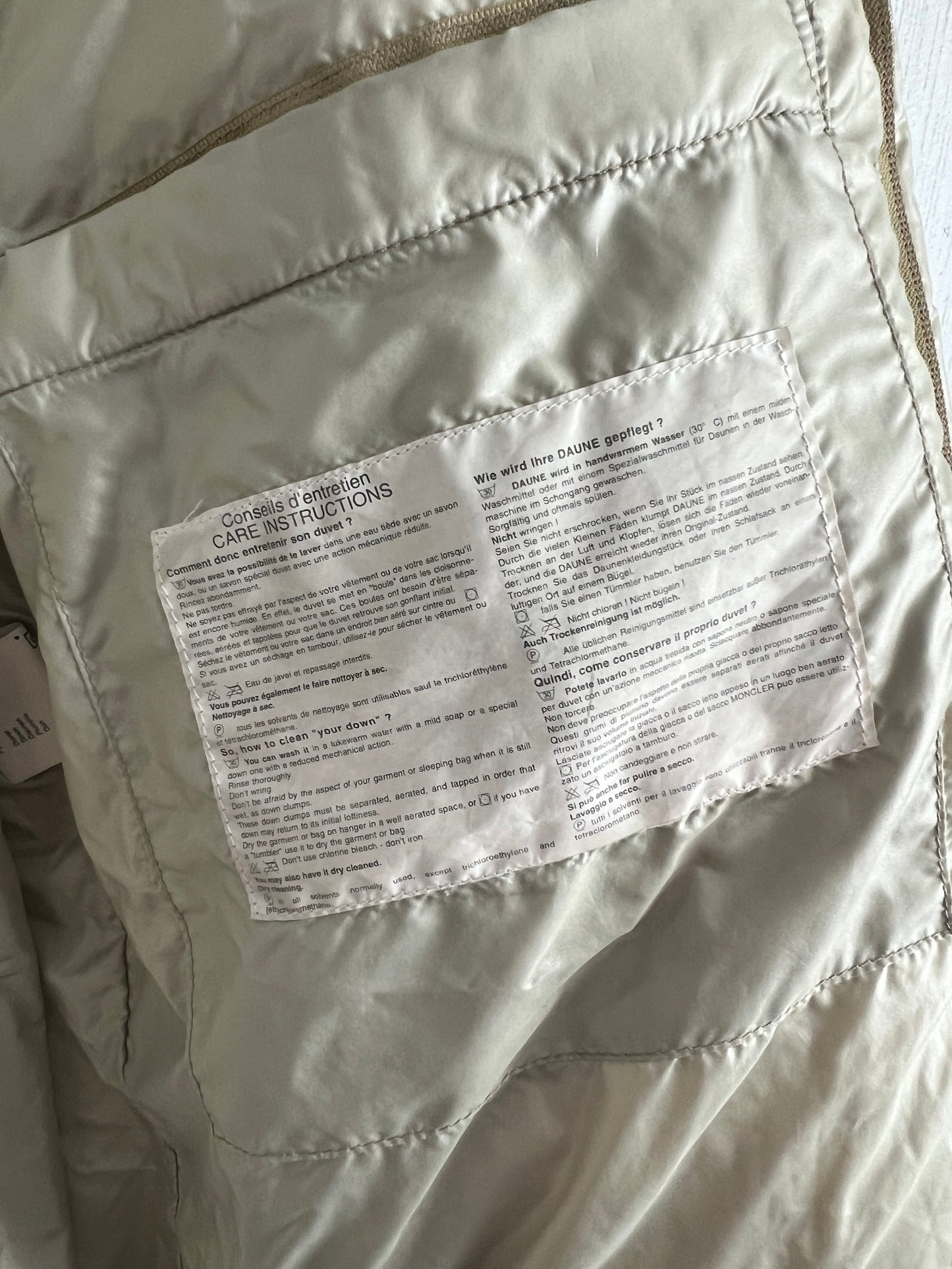 Vintage 90s Moncler Grenoble Beige Puffer Down Mens Jacket