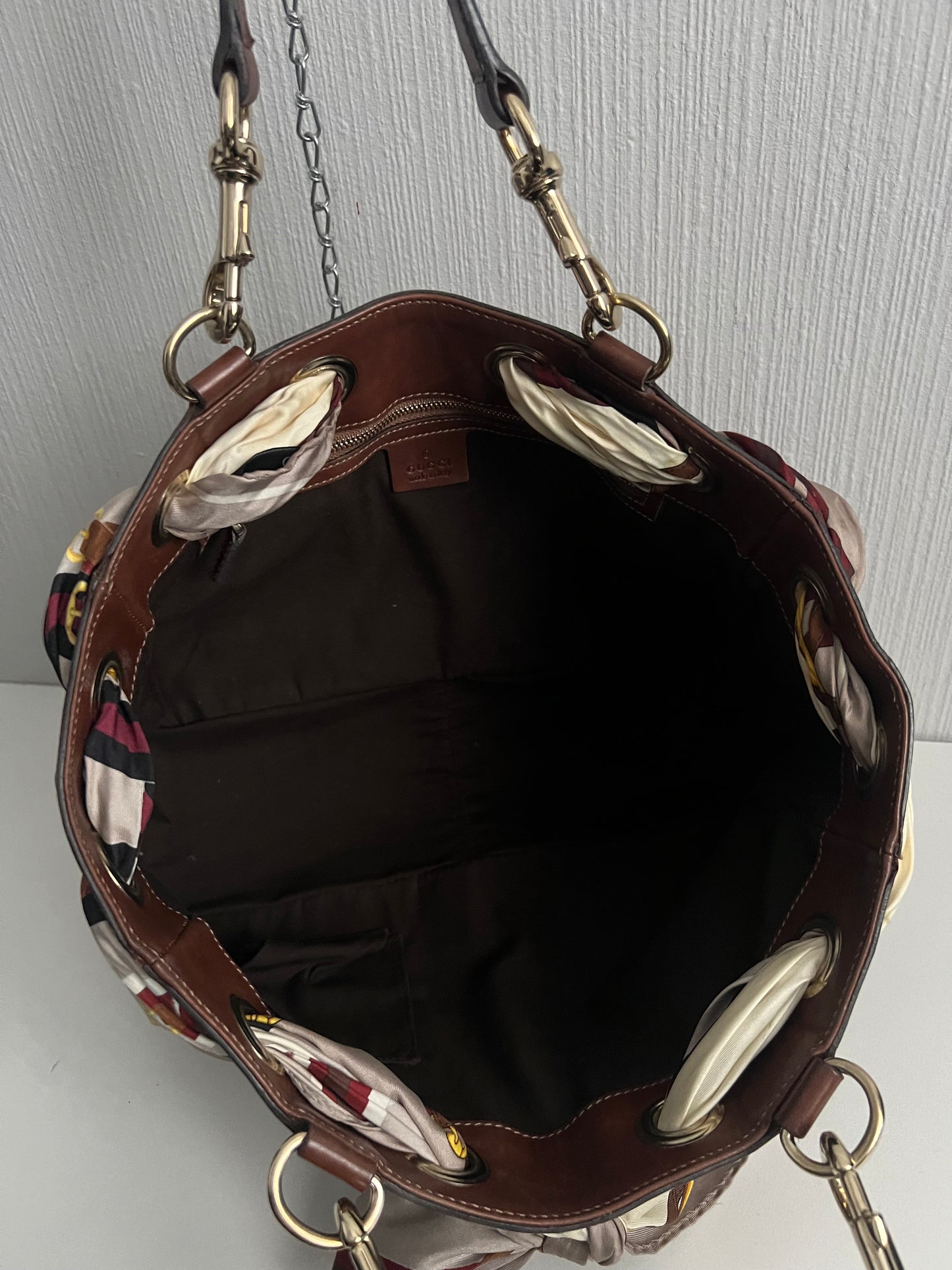 Gucci Positano Tote Handbag in Brown Leather