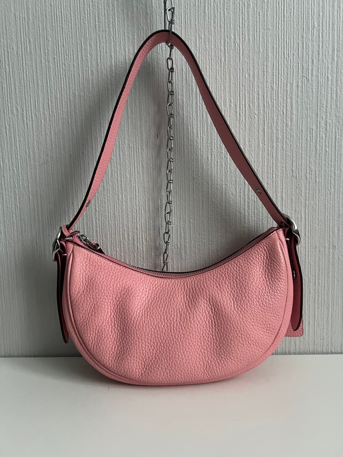 Coach Luna Pink Pebbled Leather Shoulder Bag