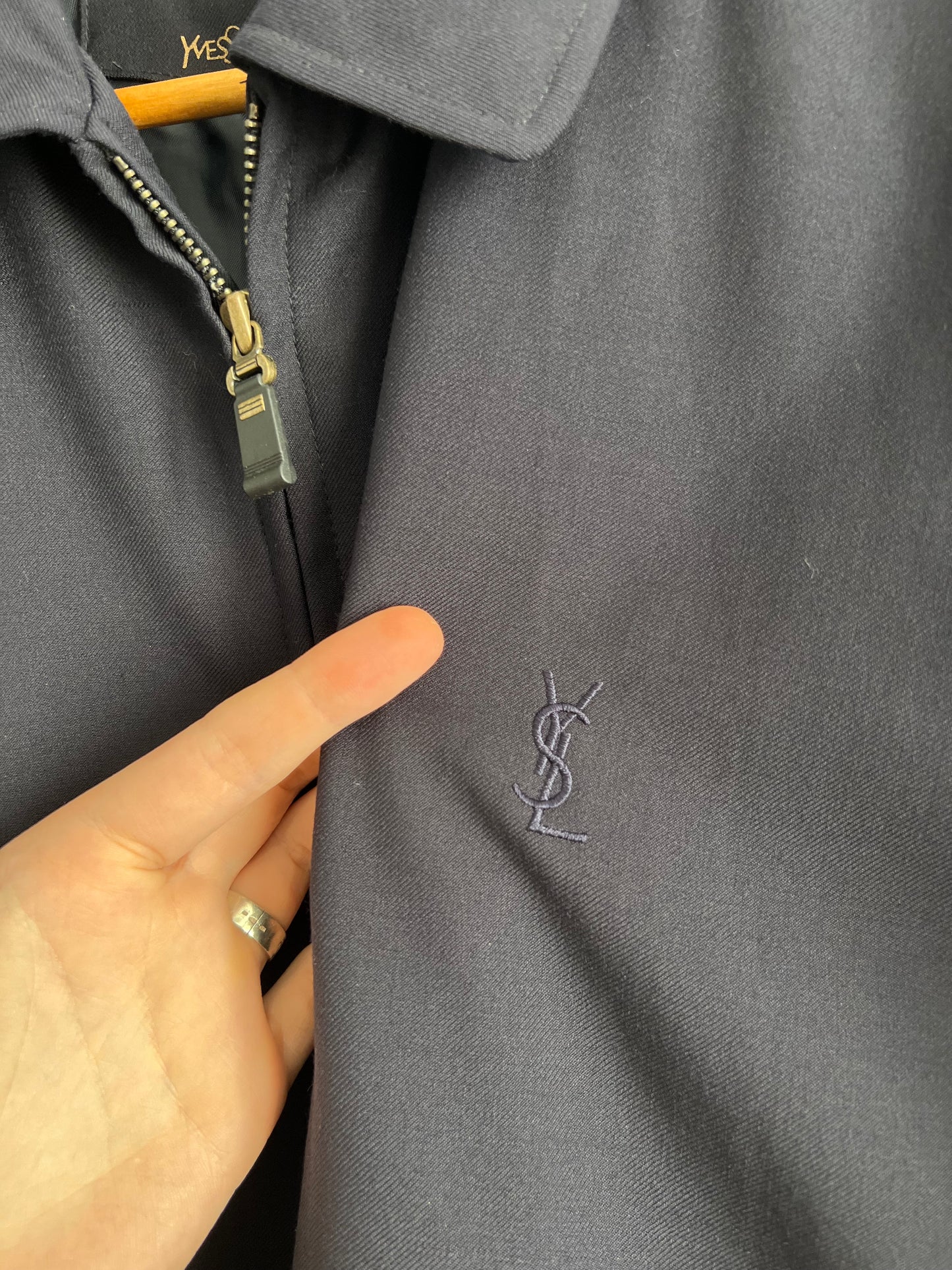 Yves Saint Laurent Vintage Navy Wool Bomber Jacket