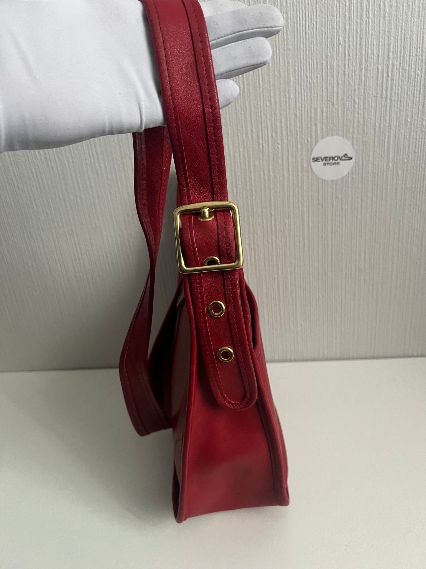 Vintage Coach Legacy Zip 9966 Made in USA Red Leather Crossbody Shoulder Bag
