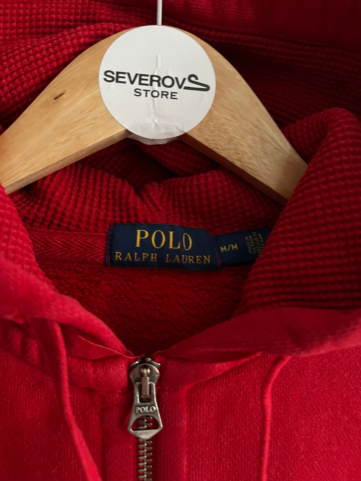 Polo Ralph Lauren Red Cotton Big Logo Mens Zip Hoodie