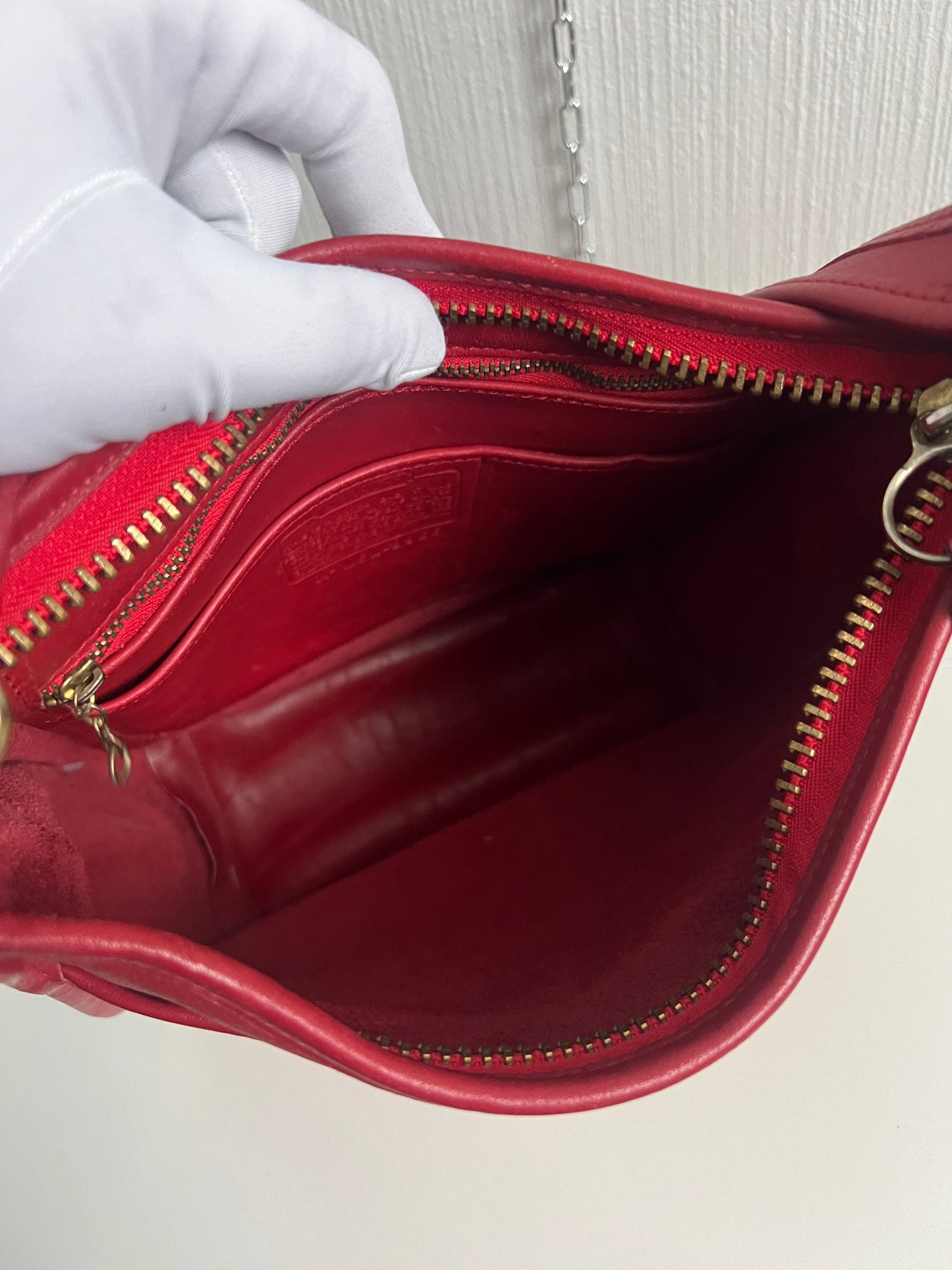 Vintage Coach Legacy Zip 9966 Made in USA Red Leather Crossbody Shoulder Bag