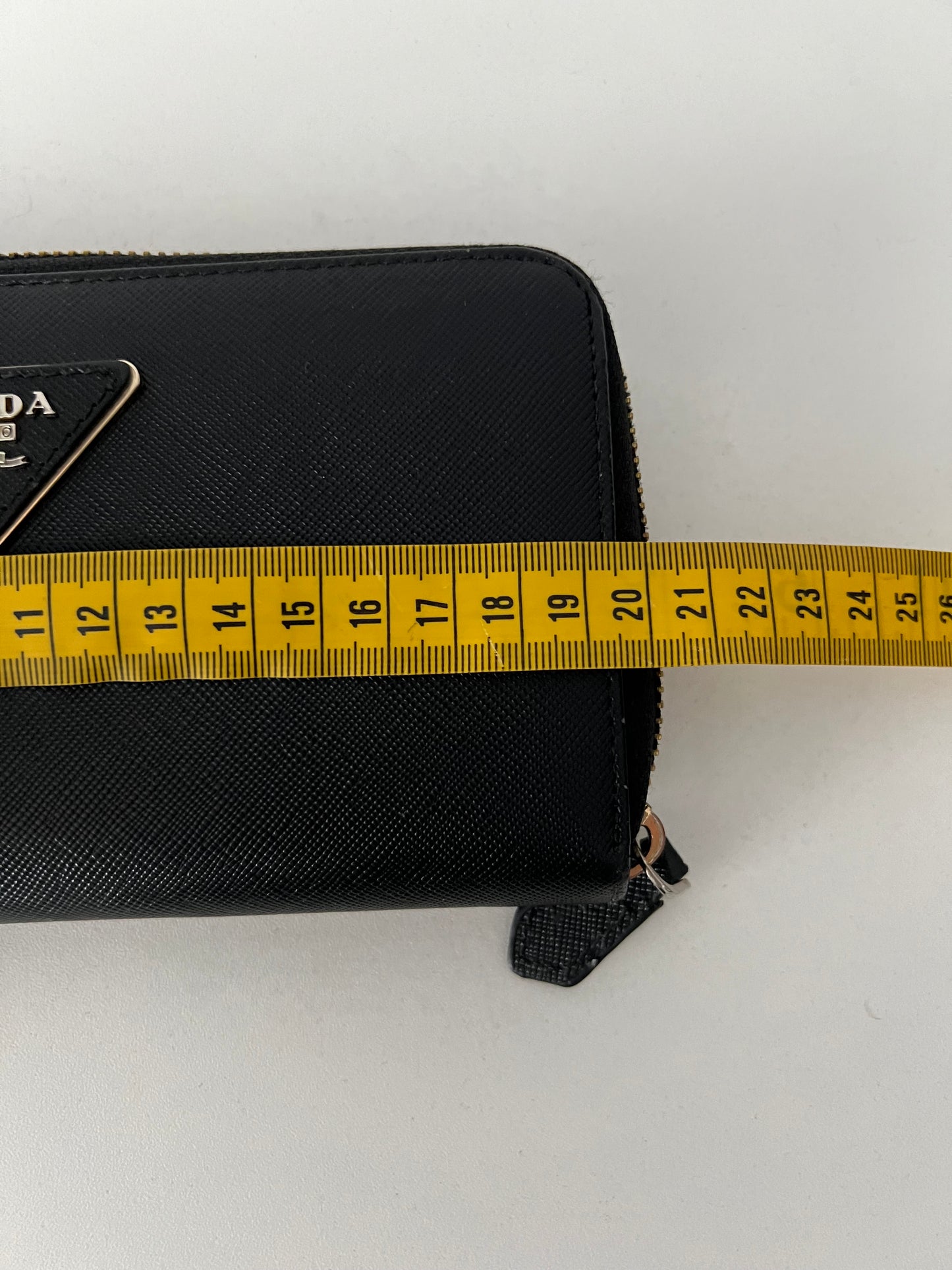 Prada Black Saffiano Leather Zip Around Wallet