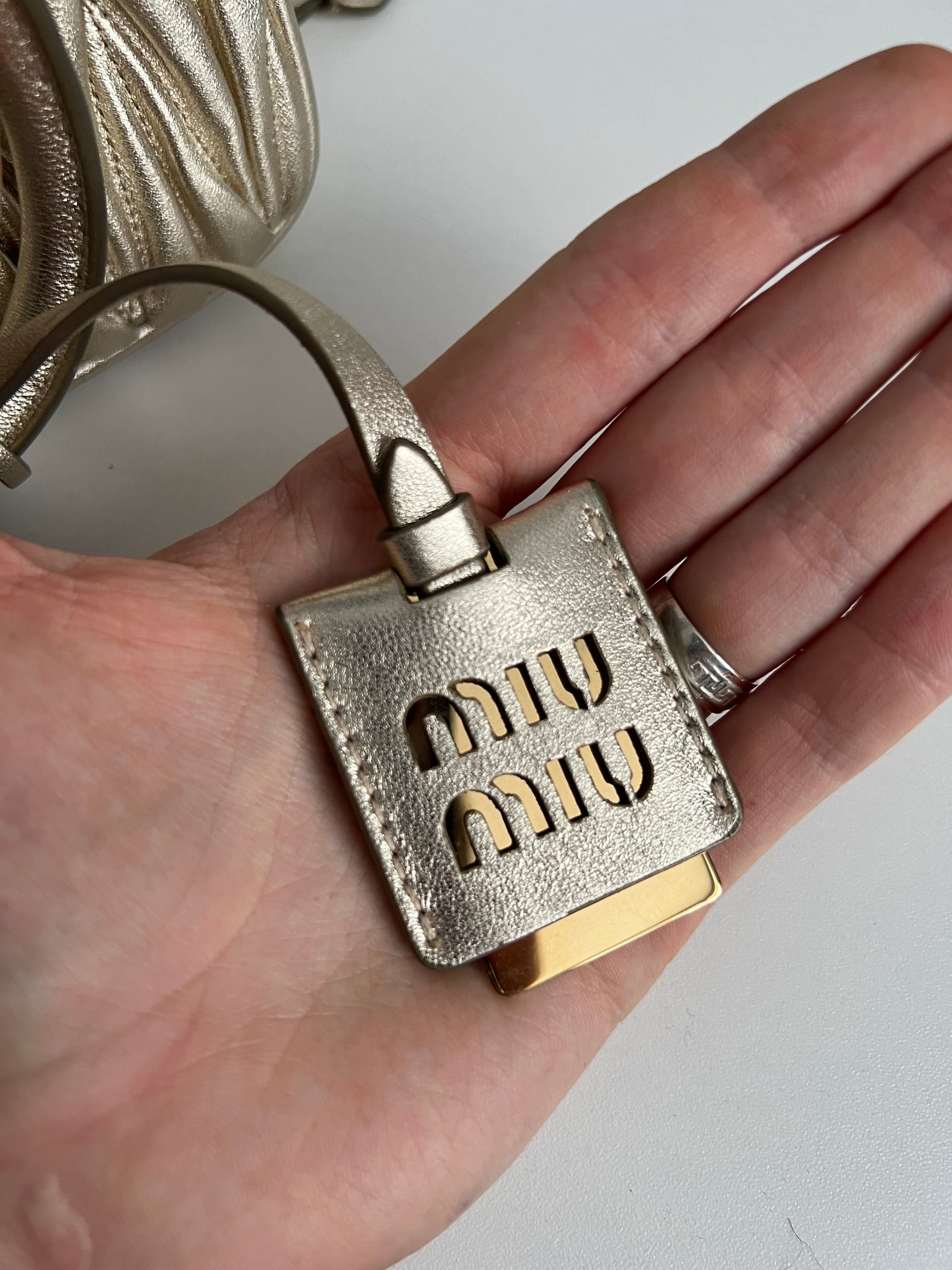 Miu Miu Arcadie Matelassé Nappa Leather Bag in Purite