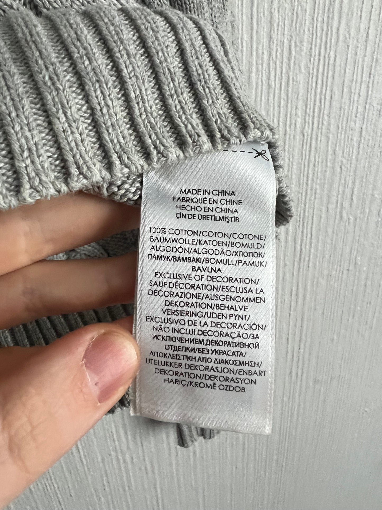 Polo Ralph Lauren Cable Knit V-neck Grey Cotton Sweater