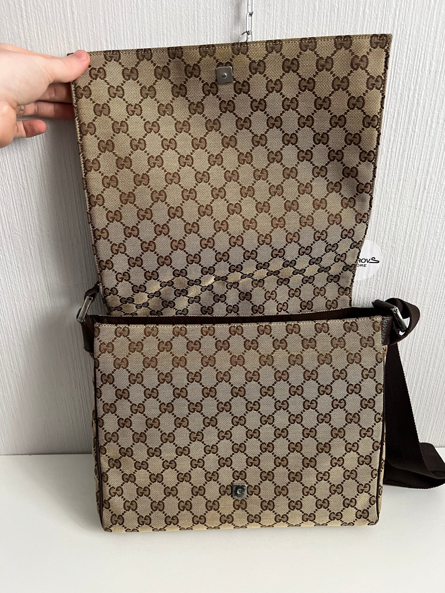 Gucci GG Monogram Canvas Flap Messenger Bag