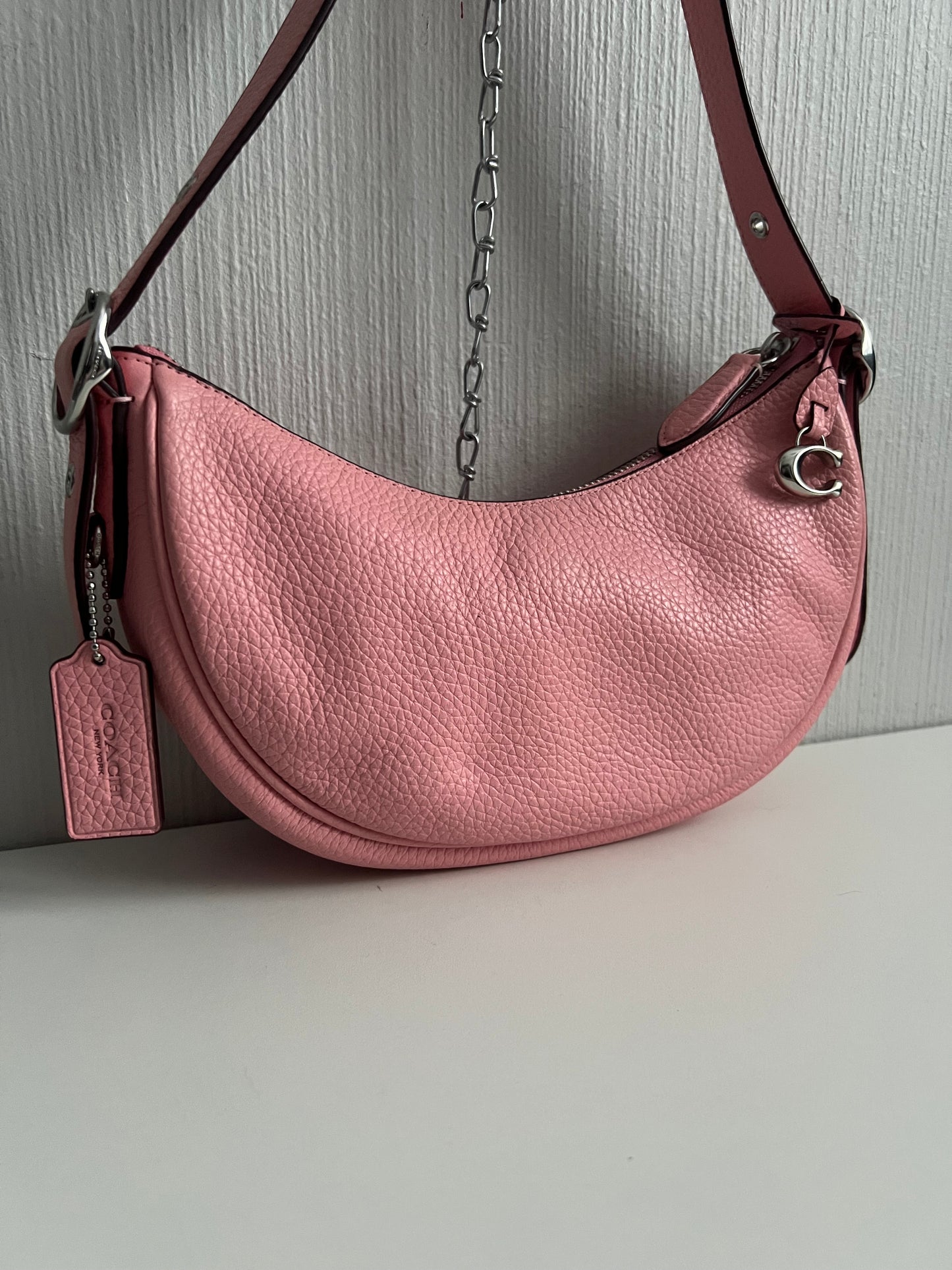 Coach Luna Pink Pebbled Leather Shoulder Bag