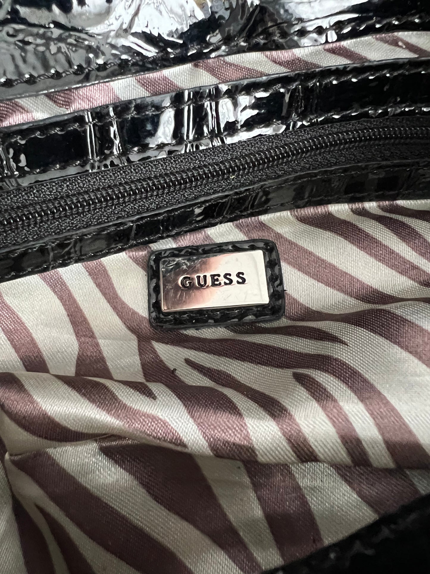 Guess Black Monogram Buckle Shoulder Bag