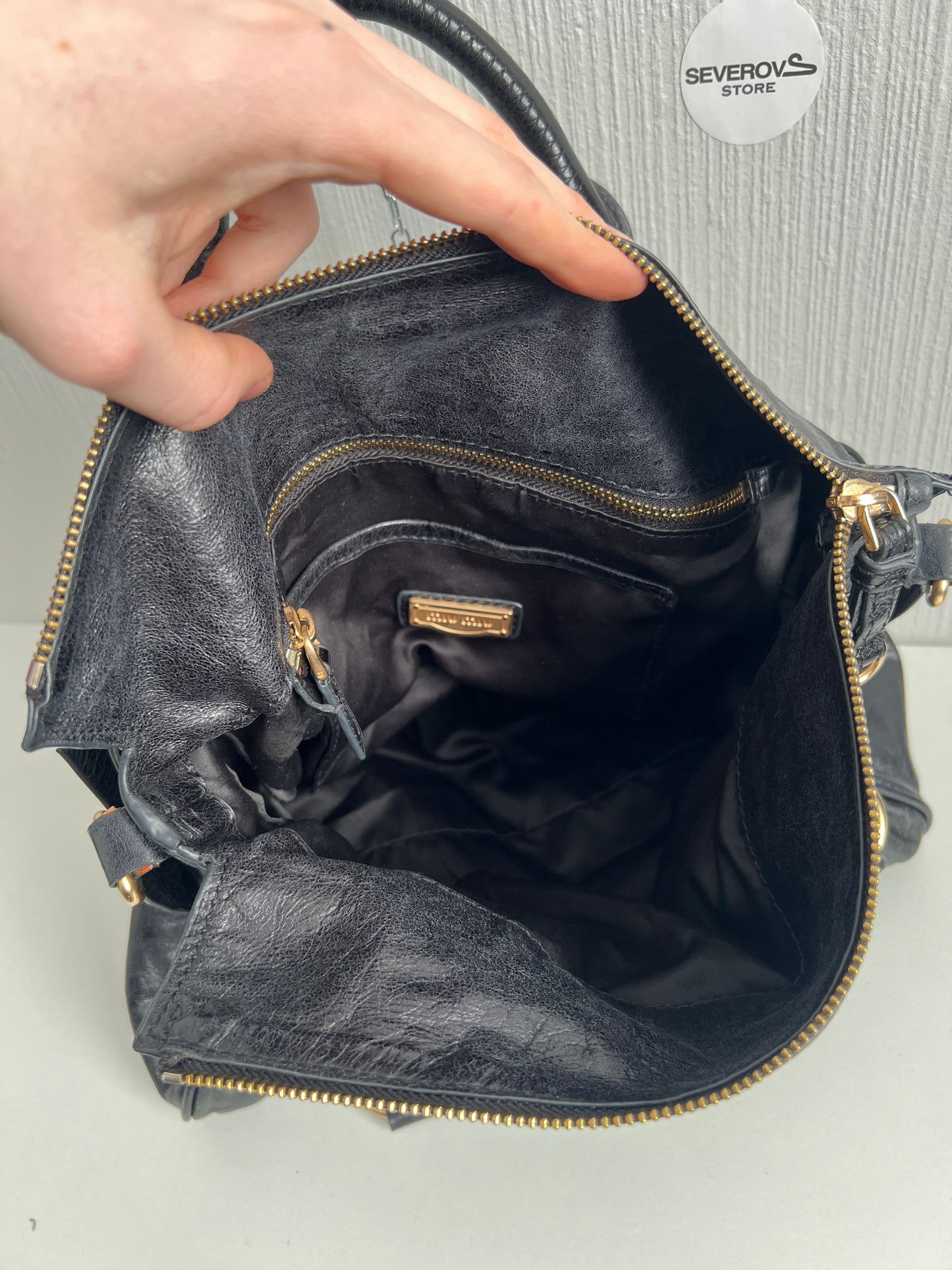 Miu Miu Bow Black Leather Bag
